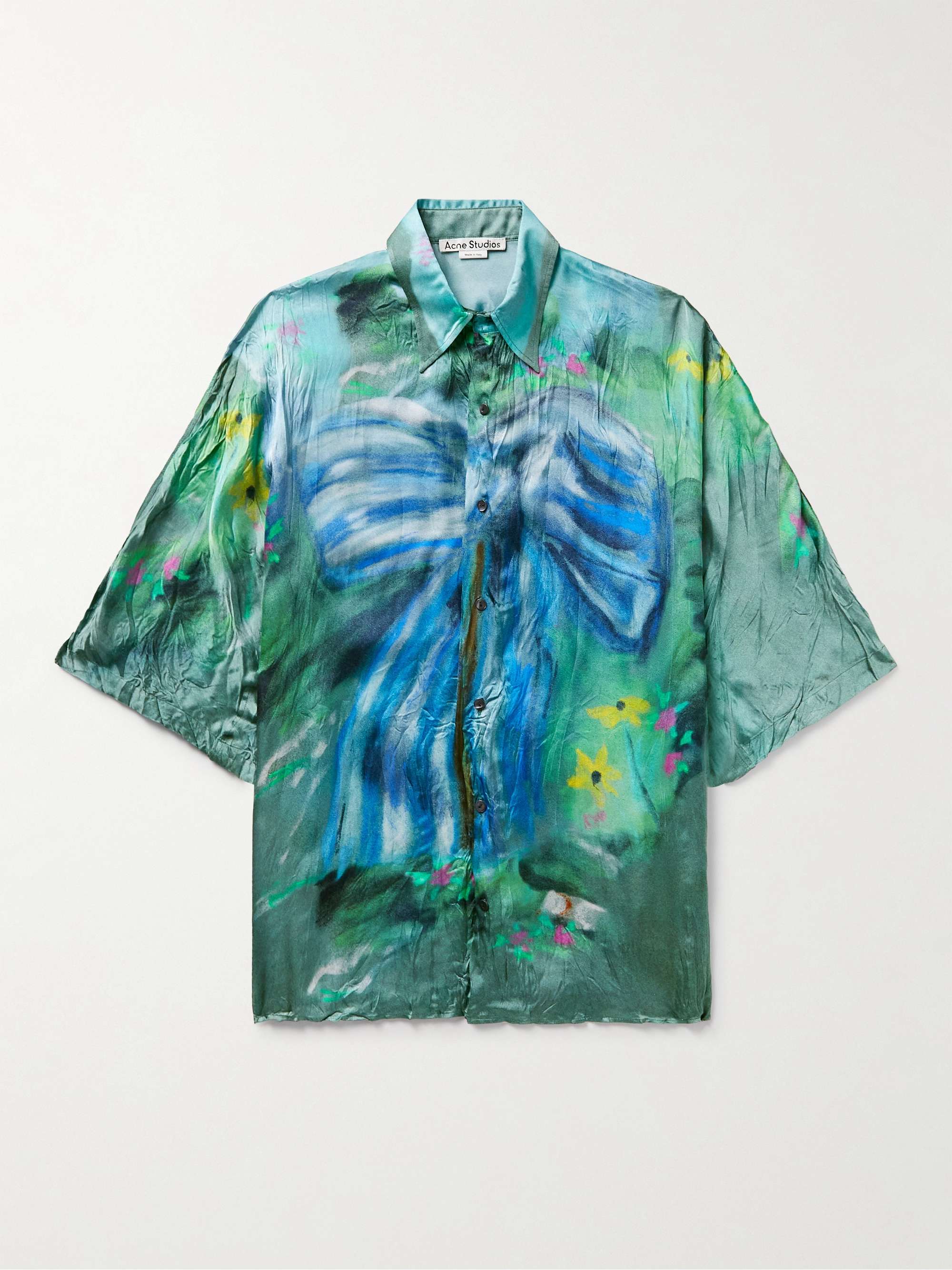 ACNE STUDIOS Sandroki Printed Crinkled-Satin Shirt for Men | MR PORTER