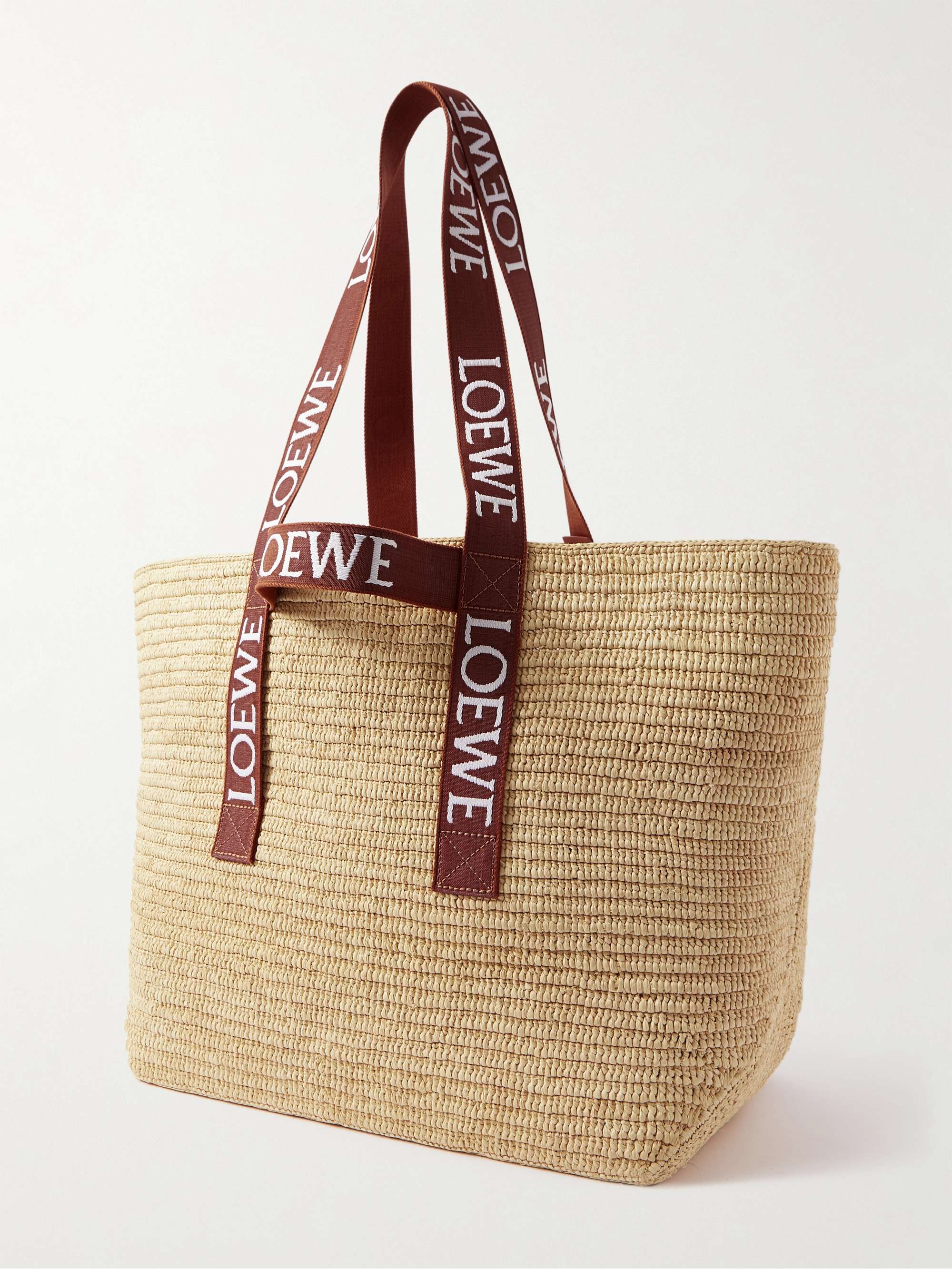 LOEWE + Paula's Ibiza Canvas-Trimmed Raffia Tote Bag