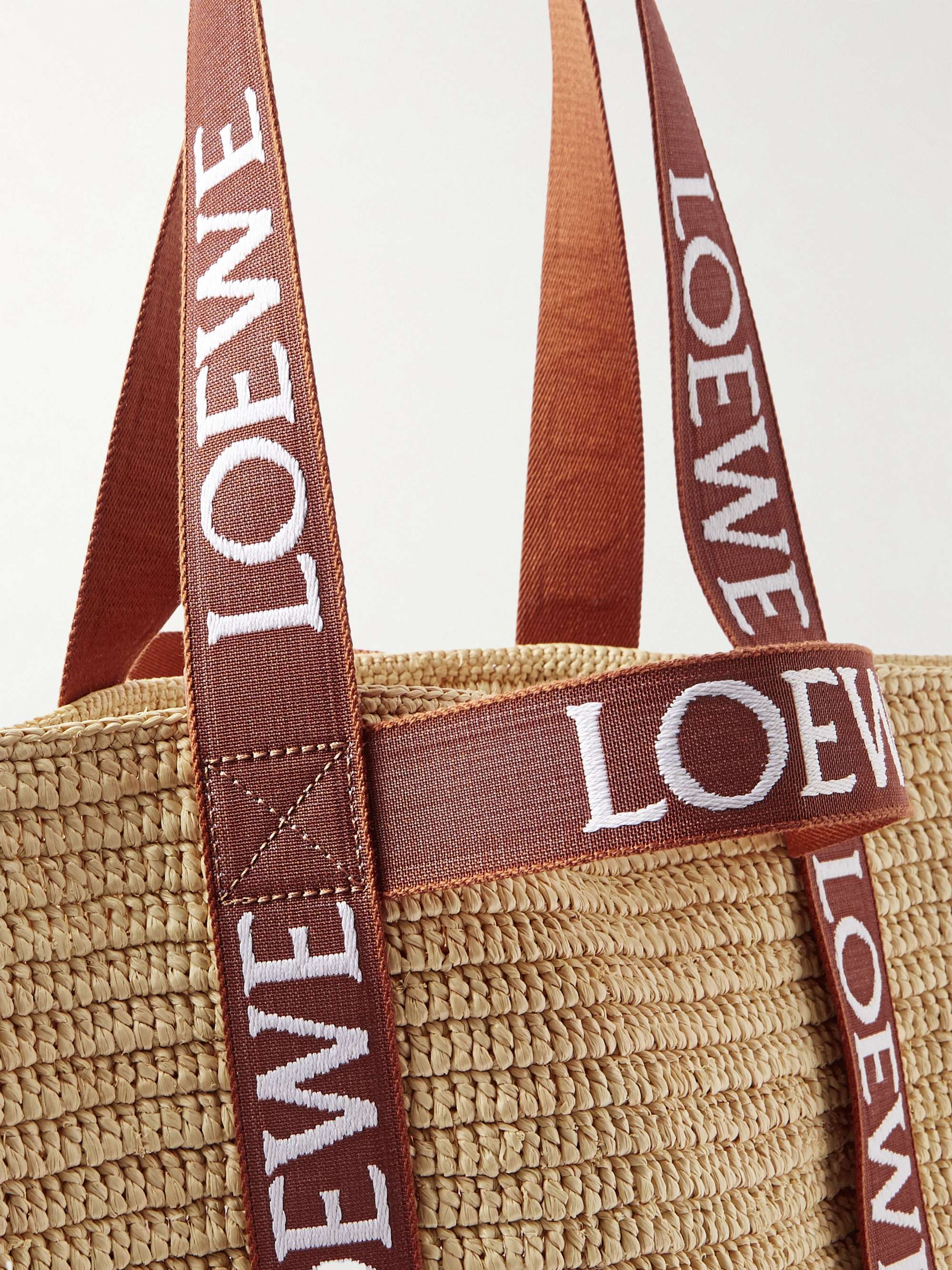 LOEWE + Paula's Ibiza Canvas-Trimmed Raffia Tote Bag