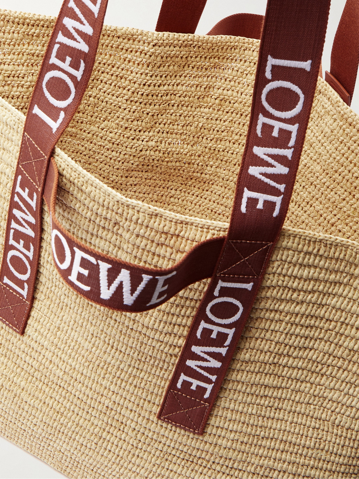 Shop Loewe Paula's Ibiza Canvas-trimmed Raffia Tote Bag In Brown