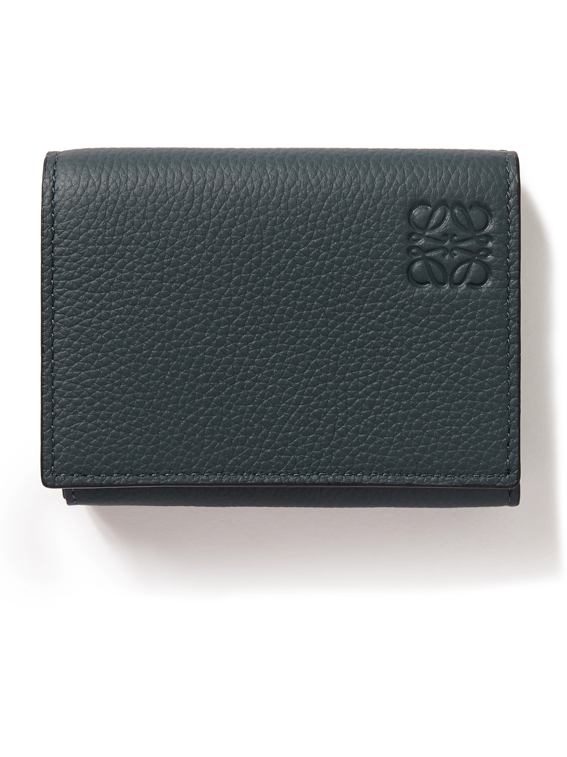 Loewe Logo-debossed Full-grain Leather Trifold Wallet In Blue