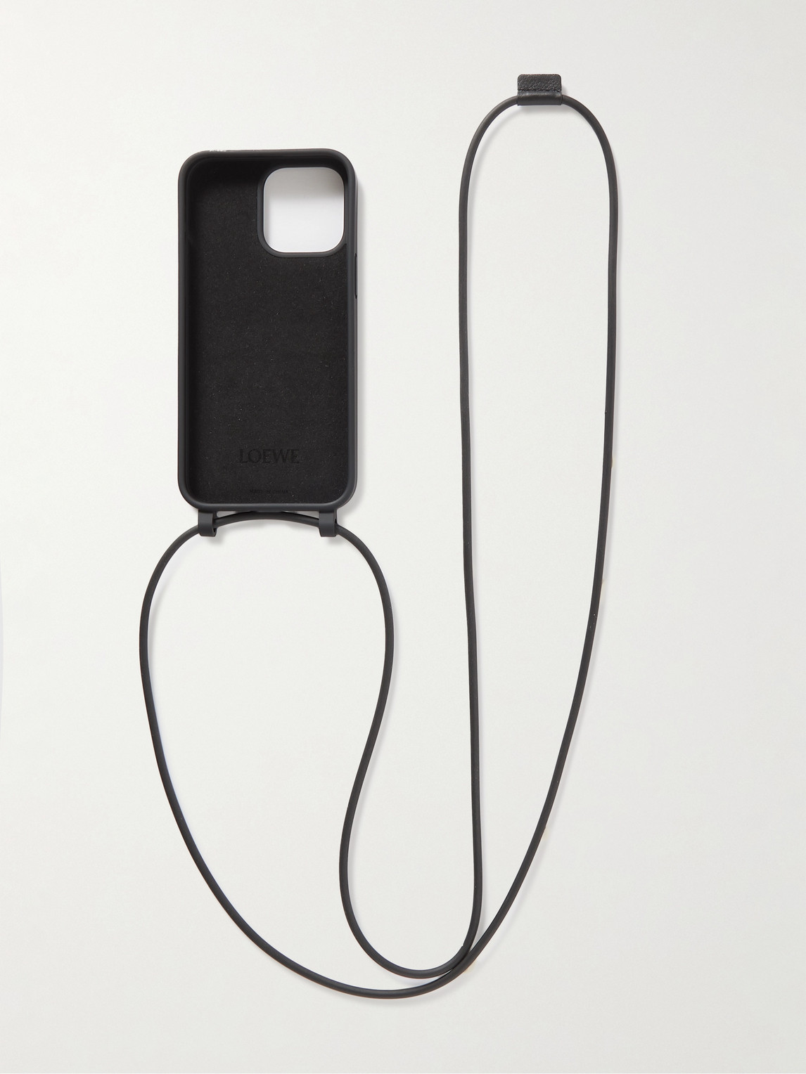 Shop Loewe Logo-debossed Rubber Iphone 14 Pro Max Case With Lanyard In Black