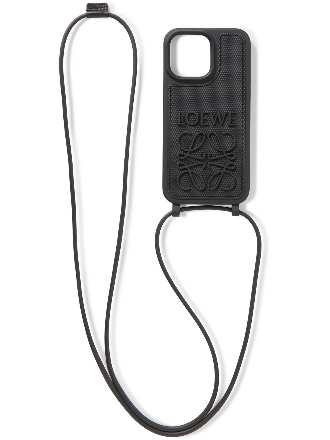 Loewe Logo-debossed Rubber Iphone 14 Pro Max Case With Lanyard In Black