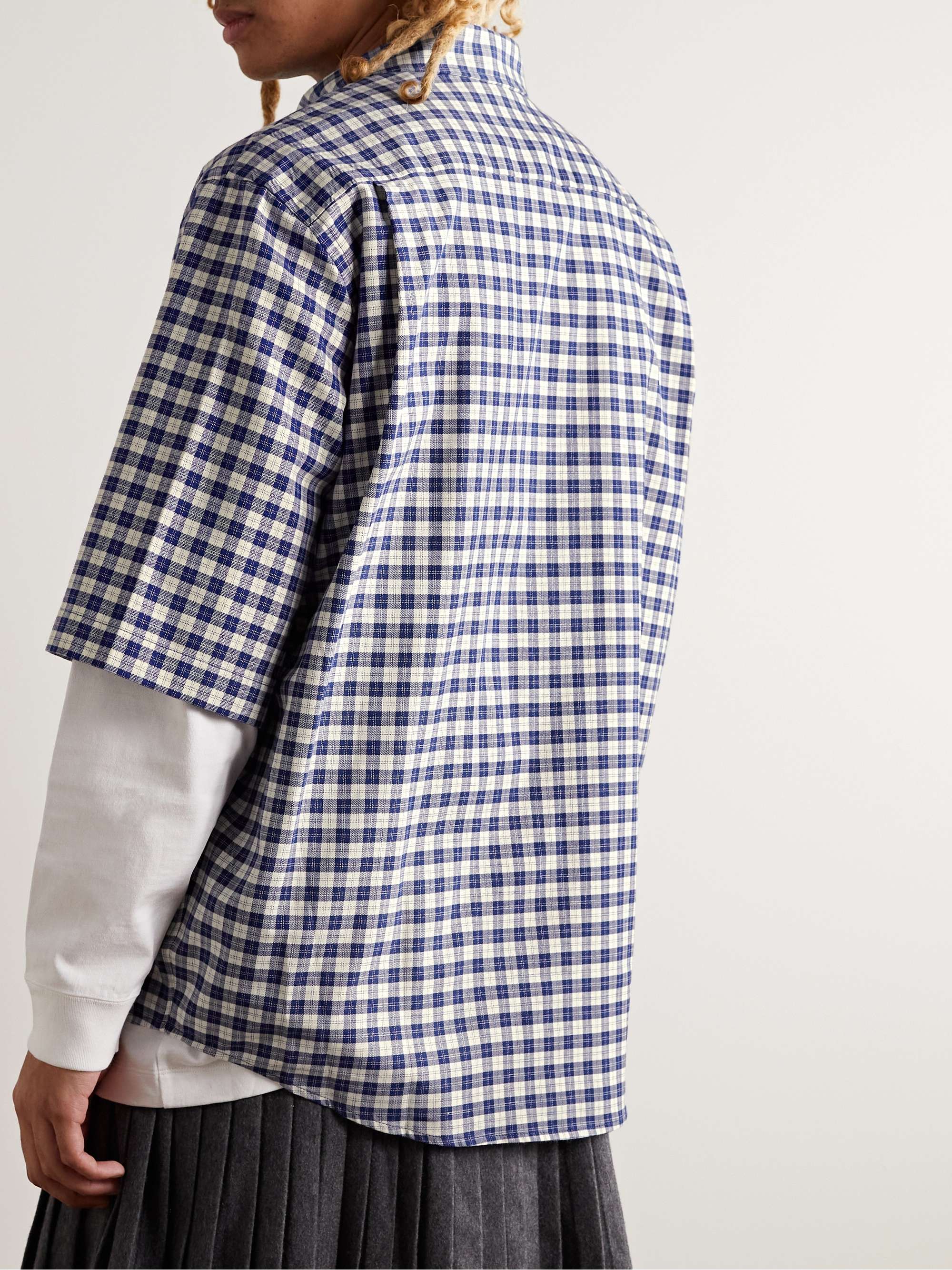 ACNE STUDIOS Sambler Oversized Logo-Embroidered Checked Cotton-Twill Shirt