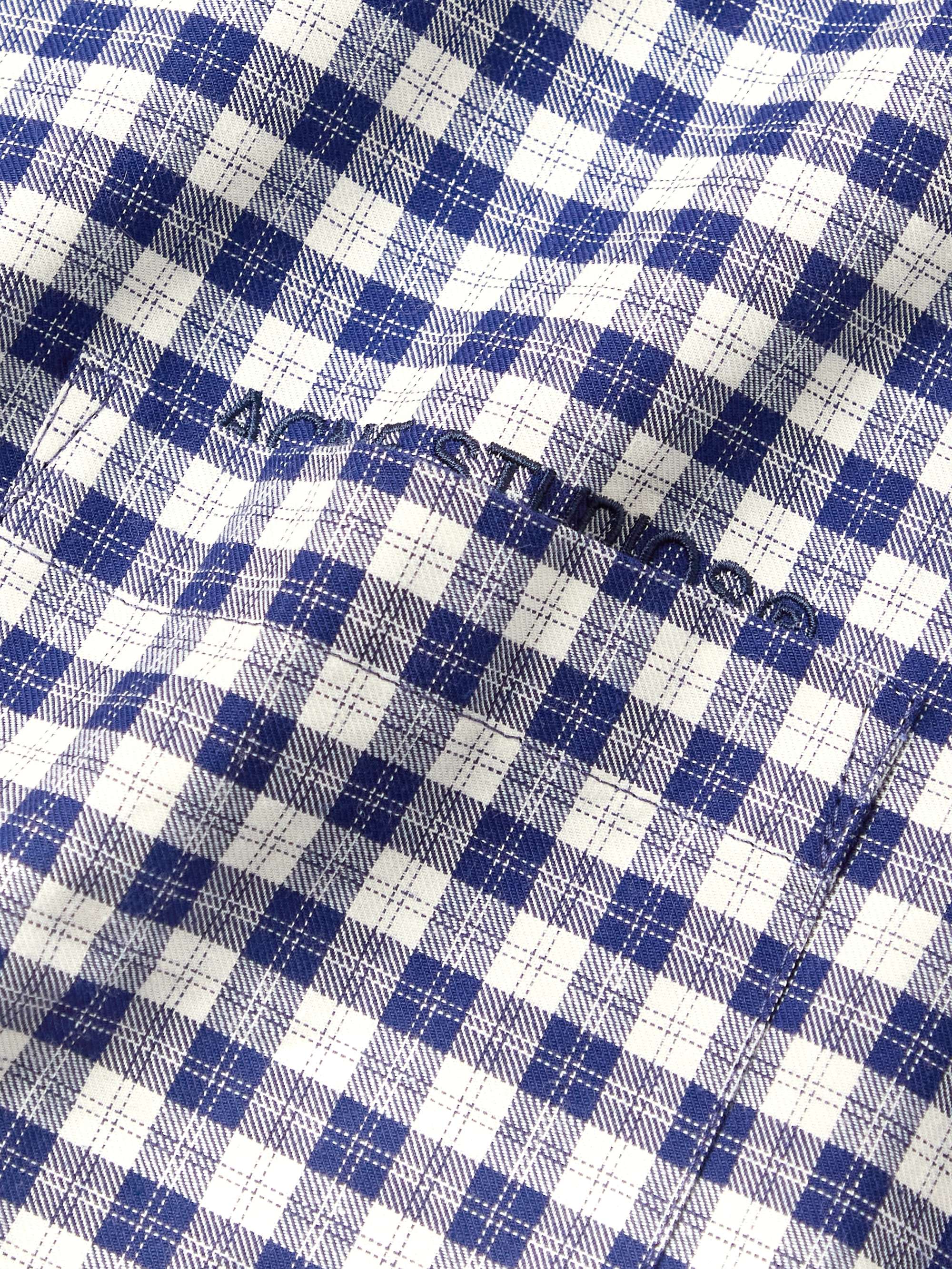 ACNE STUDIOS Sambler Oversized Logo-Embroidered Checked Cotton-Twill Shirt