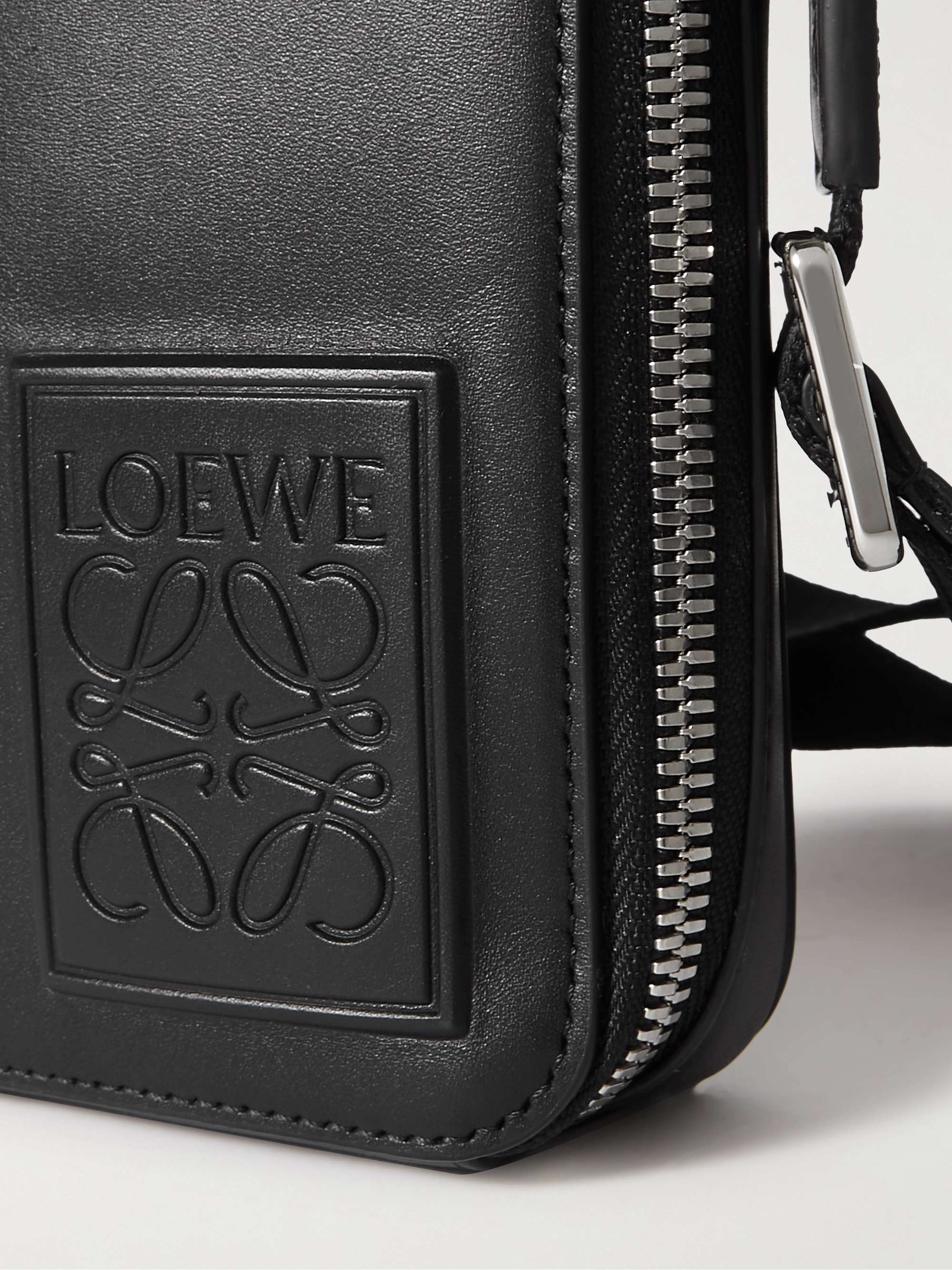 LOEWE Logo-Debossed Leather Messenger Bag
