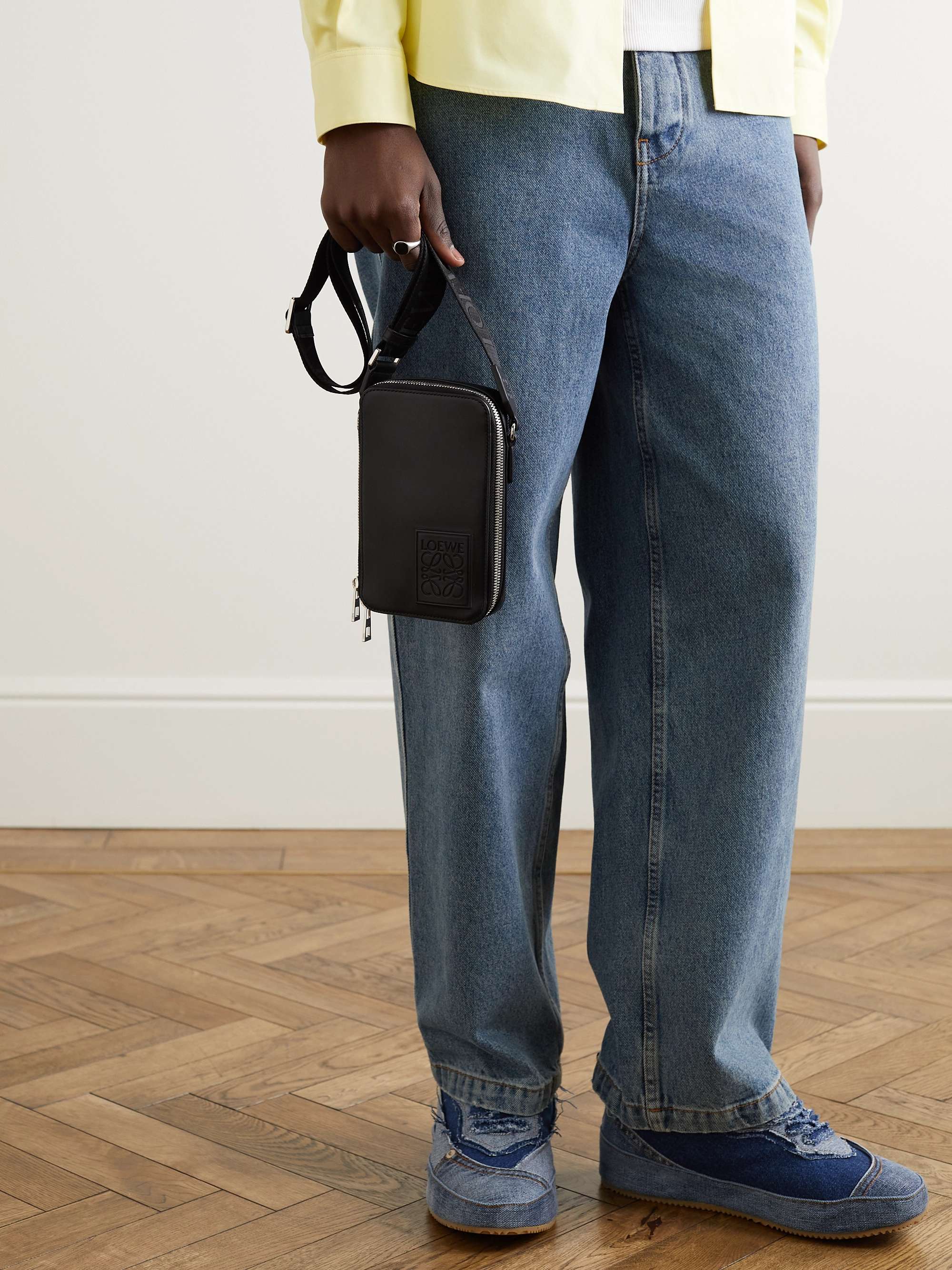 LOEWE Logo-Debossed Leather Messenger Bag for Men | MR PORTER