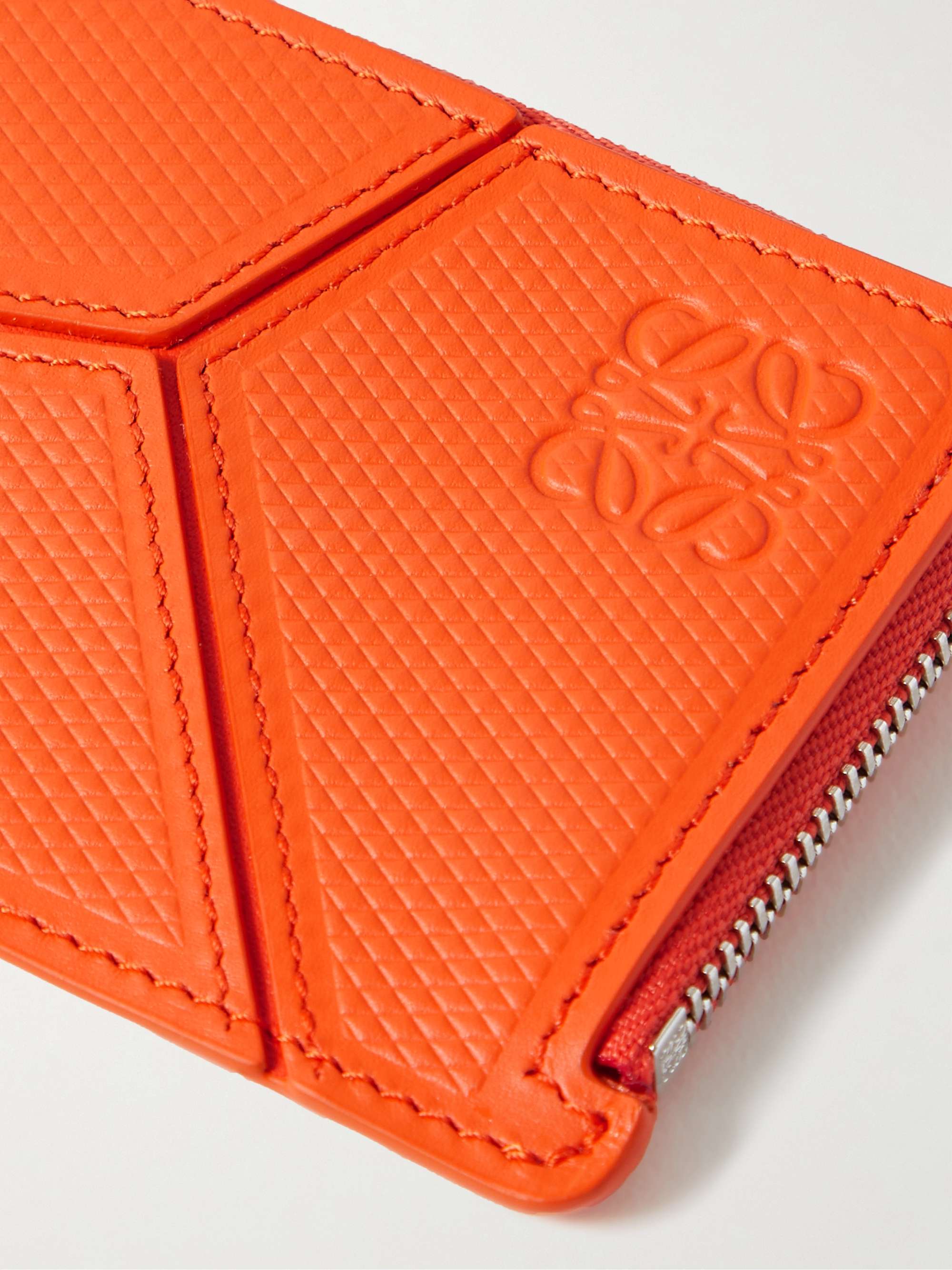 LOEWE Puzzle Logo-Debossed Textured-Leather Zipped Cardholder