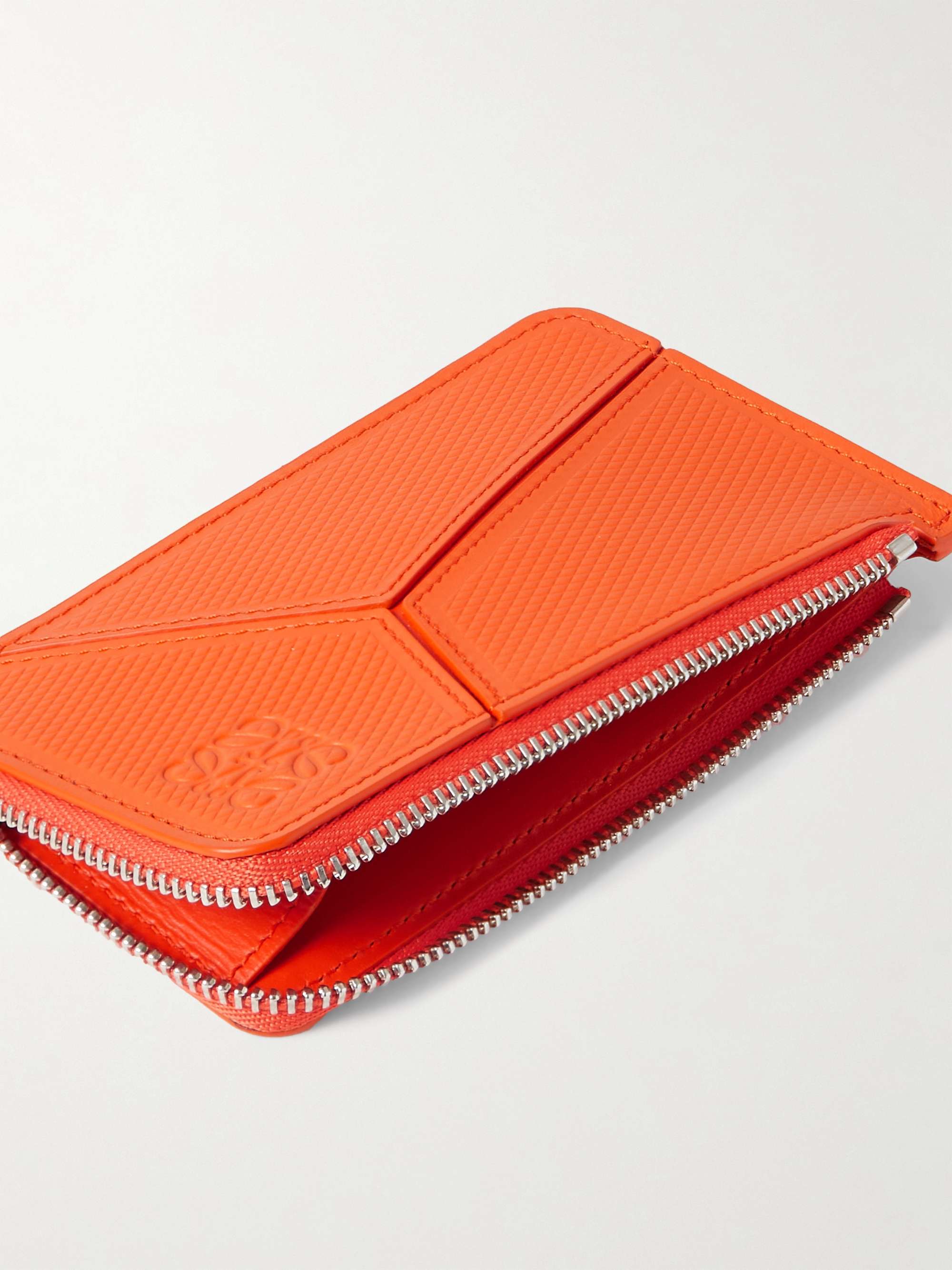 LOEWE Puzzle Logo-Debossed Textured-Leather Zipped Cardholder