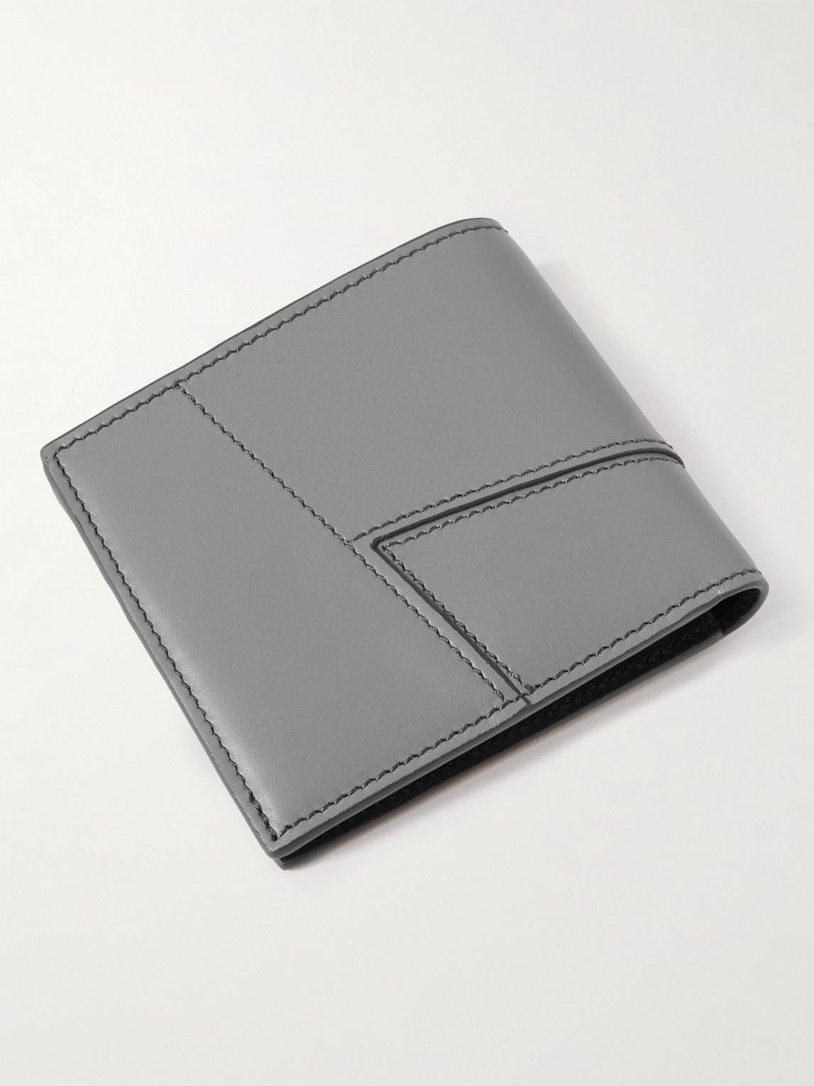 Shop Loewe Puzzle Logo-debossed Leather Bifold Wallet In Gray