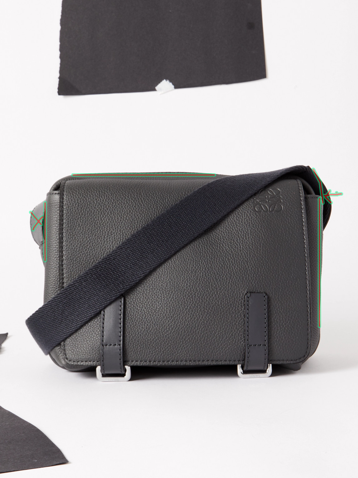 Loewe Military Xs Full-grain Leather Messenger Bag In Gray