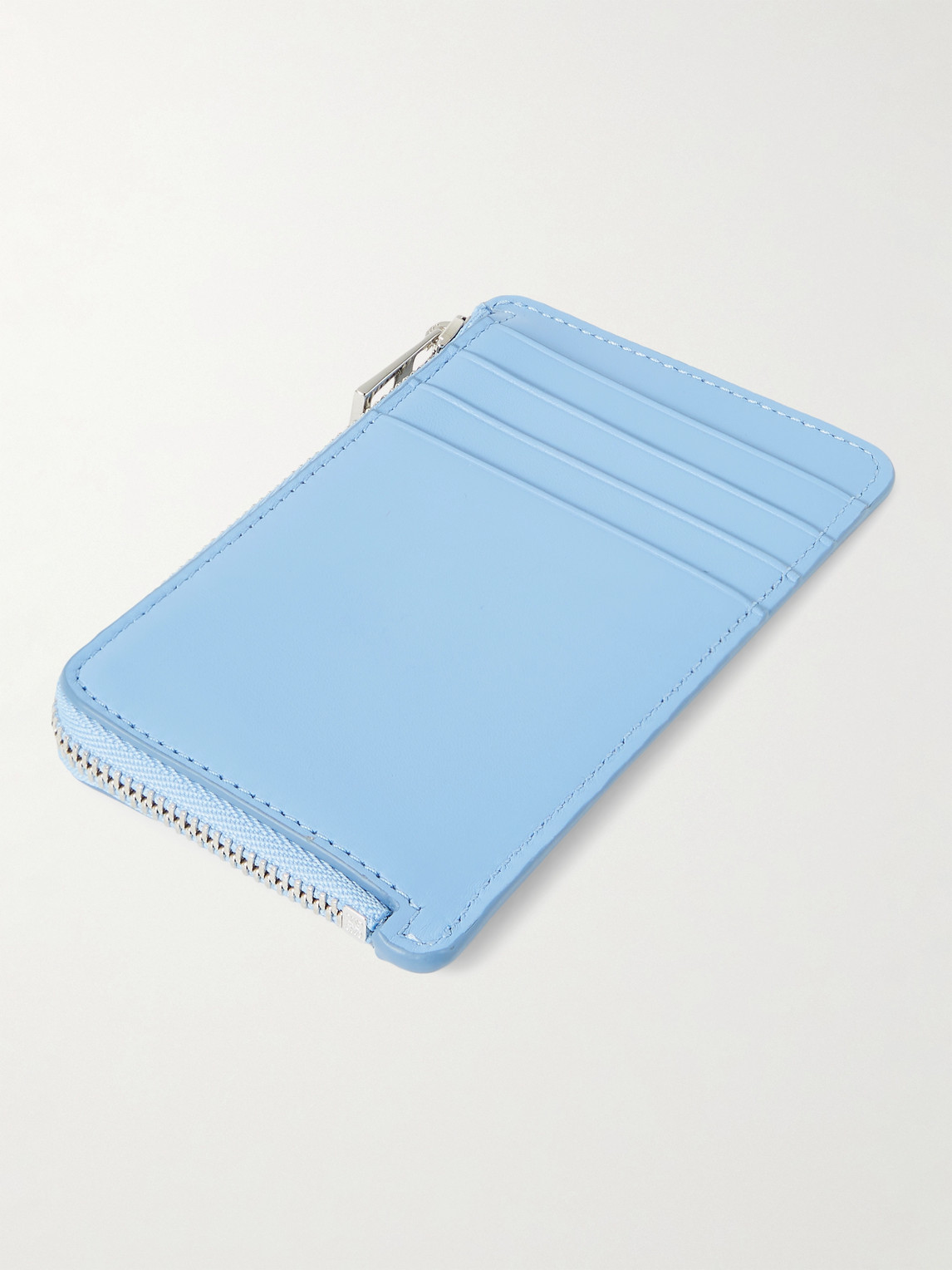 Shop Loewe Logo-debossed Leather Zipped Cardholder In Blue