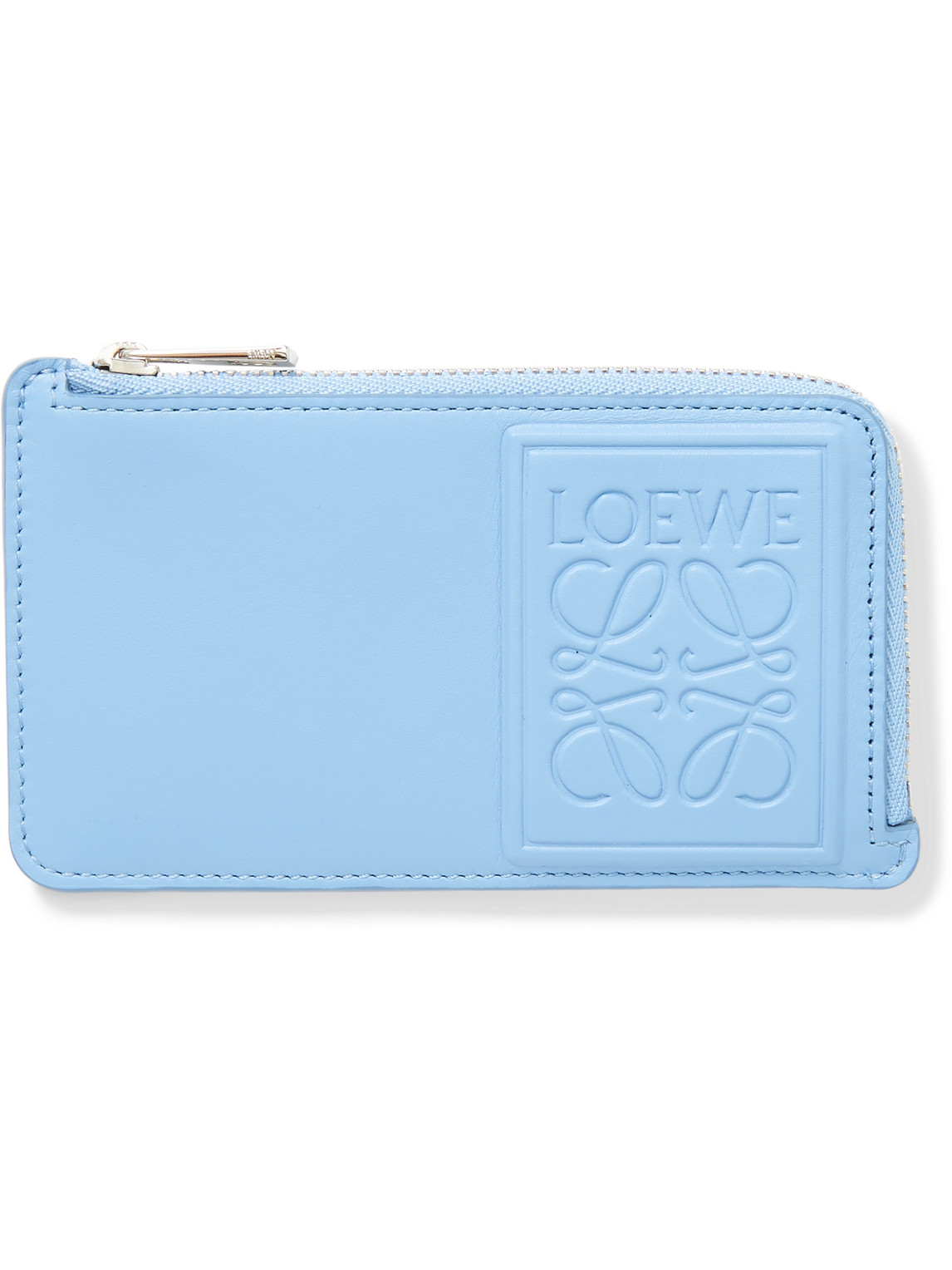Loewe Logo-debossed Leather Zipped Cardholder In Blue