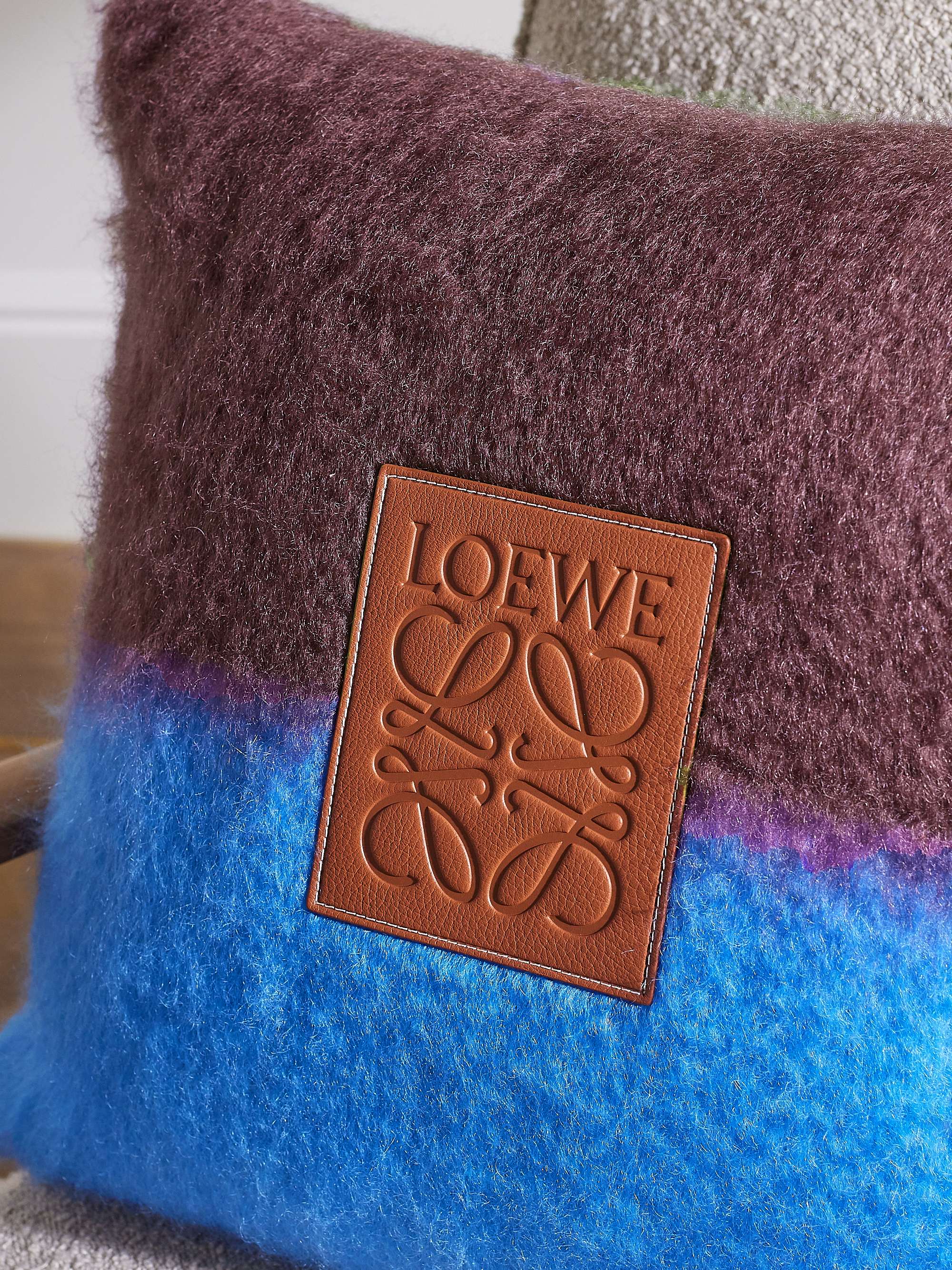 LOEWE Logo-Appliquéd Two-Tone Mohair-Blend Cushion
