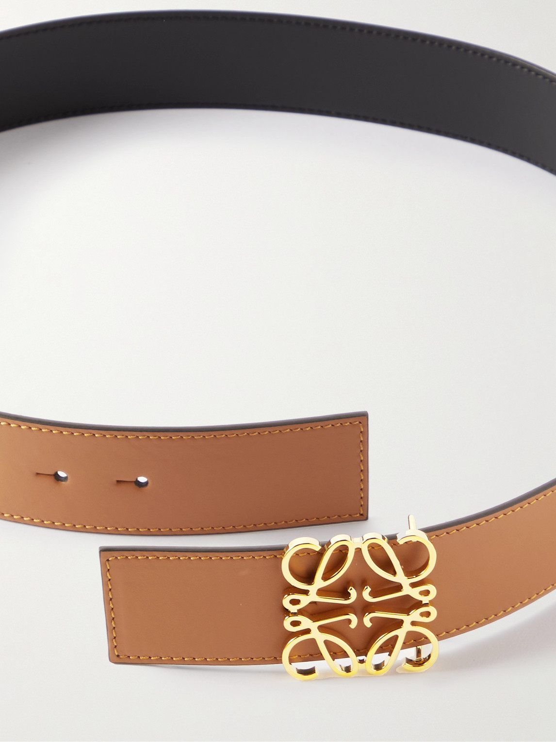 Shop Loewe 4cm Reversible Leather Belt In Brown