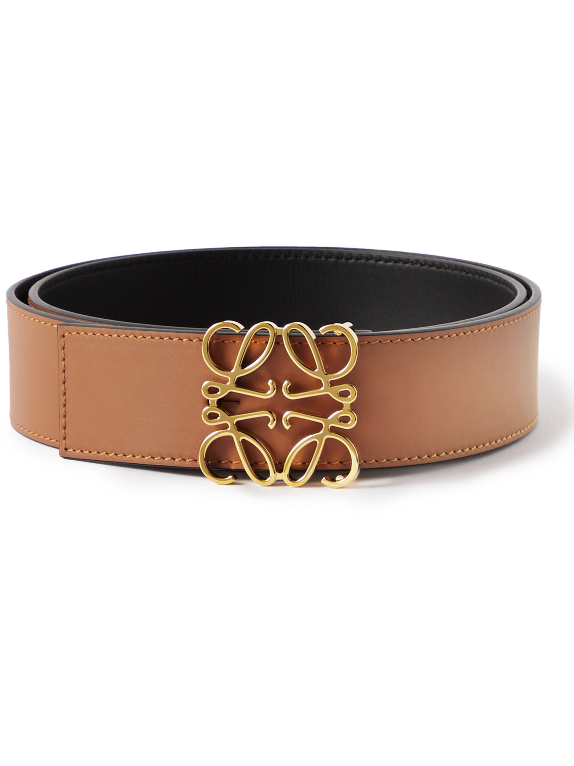 Shop Loewe 4cm Reversible Leather Belt In Brown