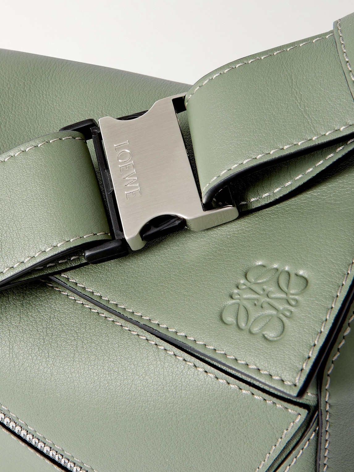 Shop Loewe Puzzle Small Leather Belt Bag In Green