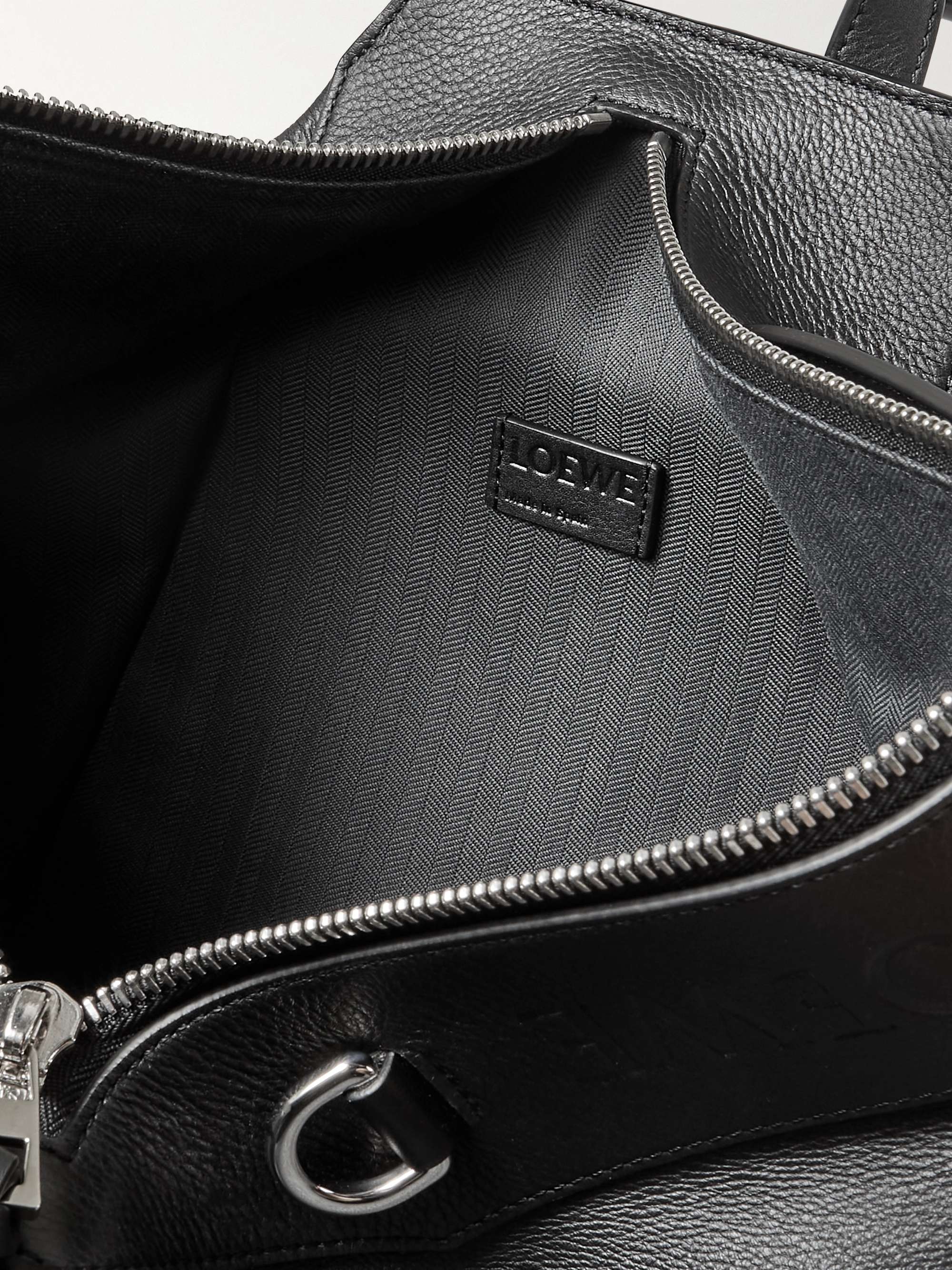 LOEWE Convertible Logo-Debossed Mesh-Trimmed Leather Backpack