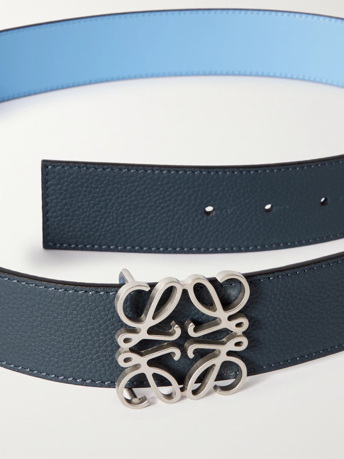 Shop Loewe 4cm Anagram Reversible Leather Belt In Blue
