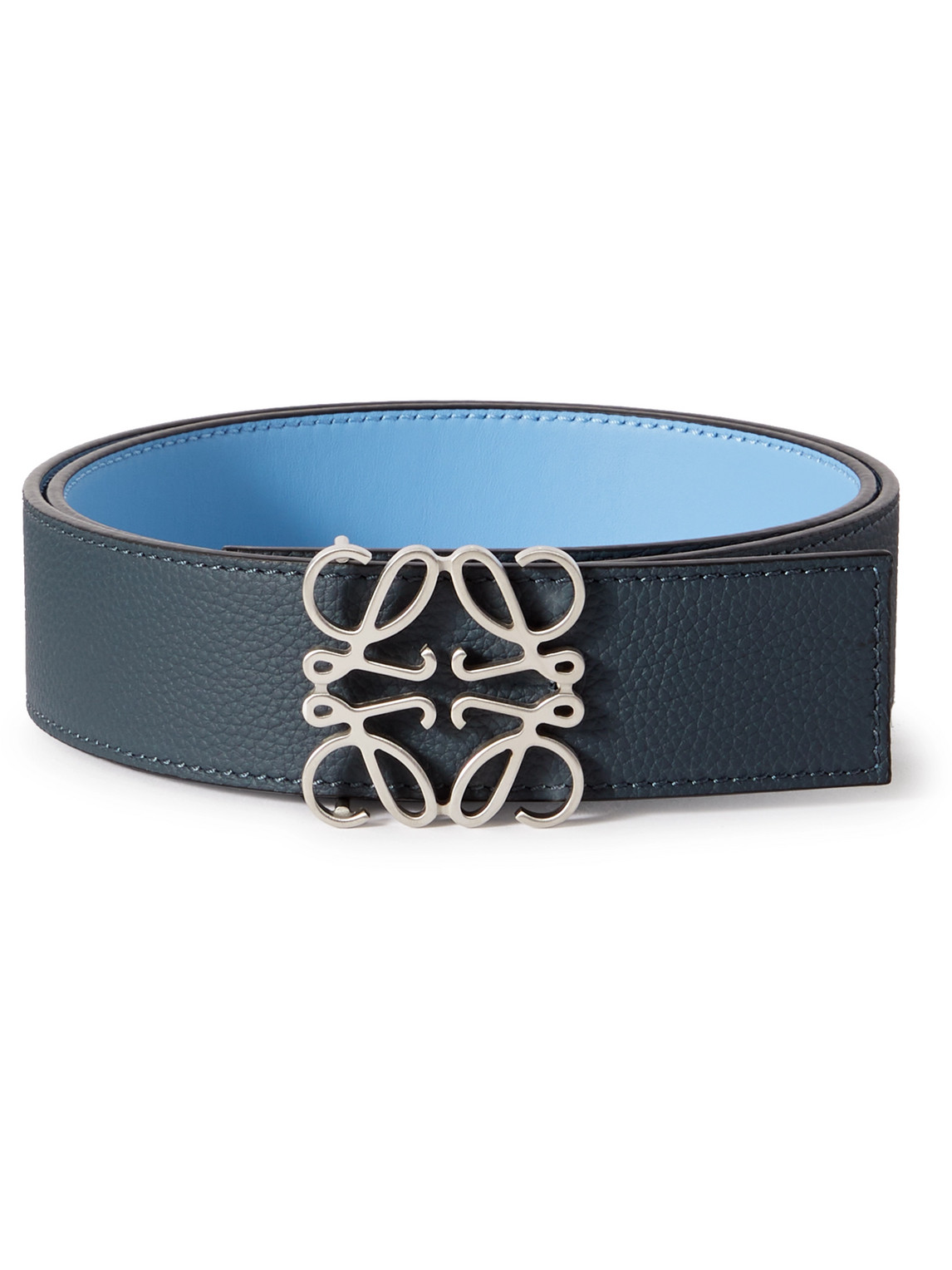 Loewe 4cm Anagram Reversible Leather Belt In Onyx/olympic Blue
