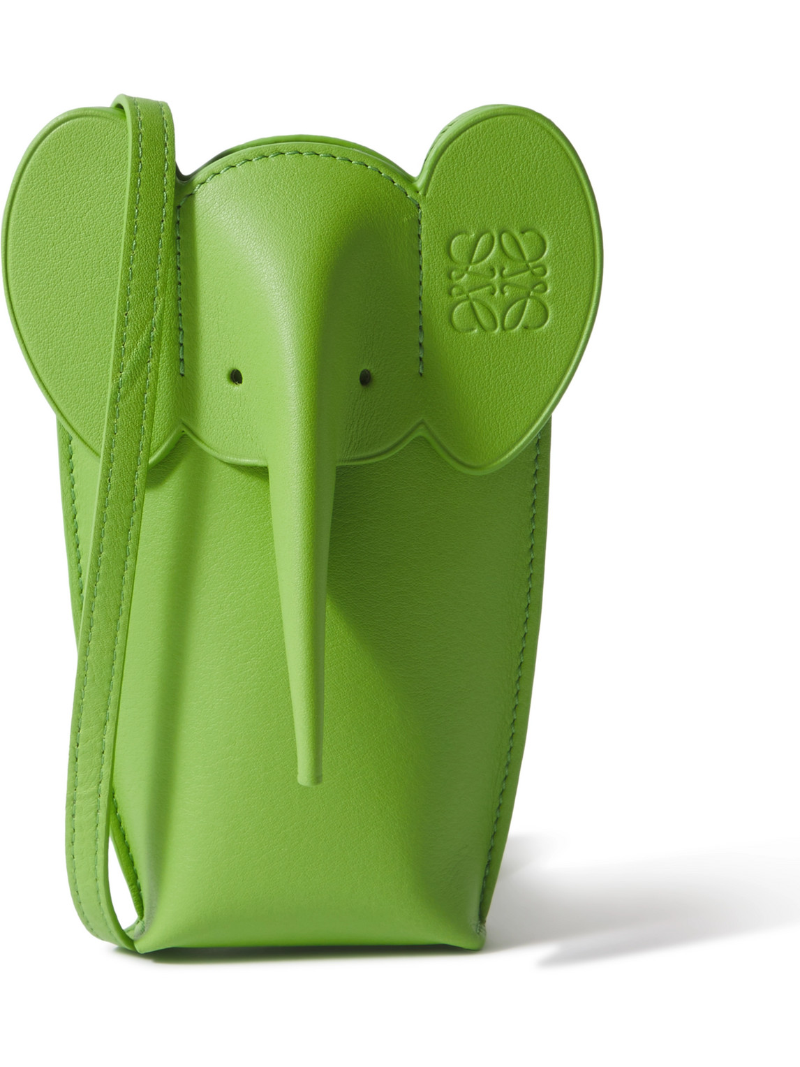 Loewe Elephant Pocket Leather Shoulder Bag In Green