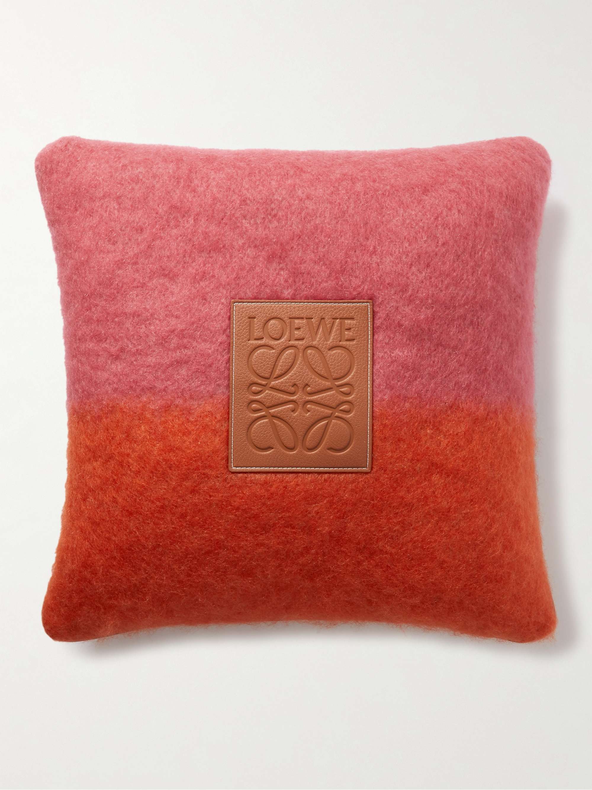 LOEWE Logo-Appliquéd Two-Tone Mohair-Blend Cushion