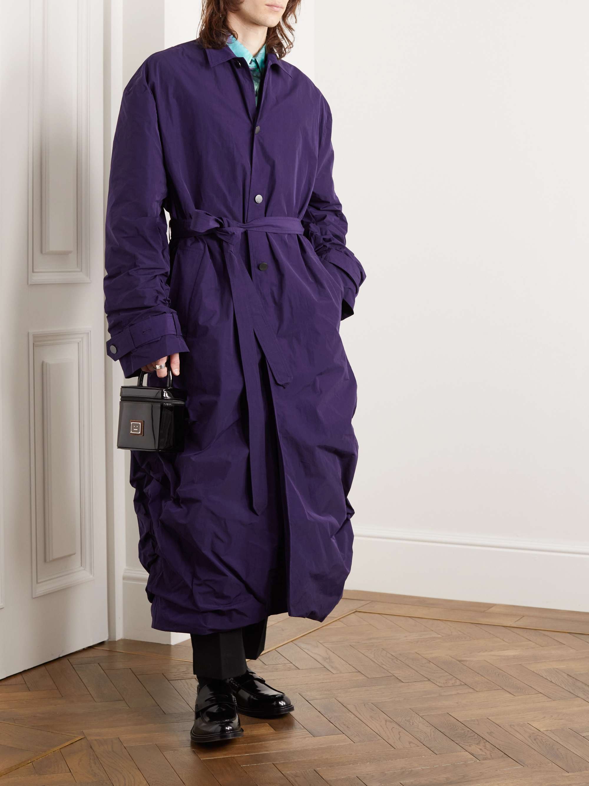 ACNE STUDIOS Olijah Belted Ruched Shell Trench Coat
