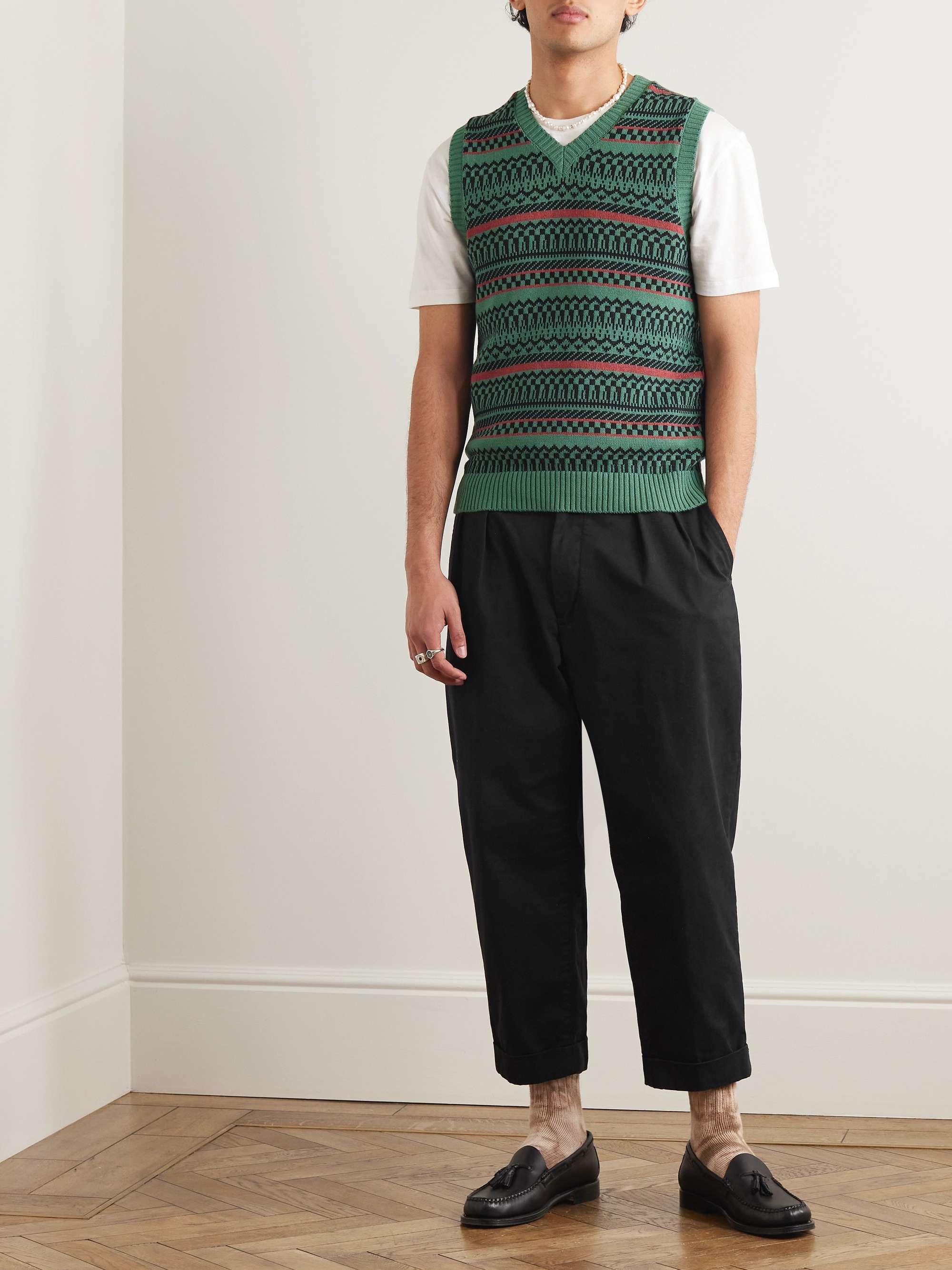 BEAMS PLUS Tapered Cropped Pleated Cotton-Blend Twill Trousers