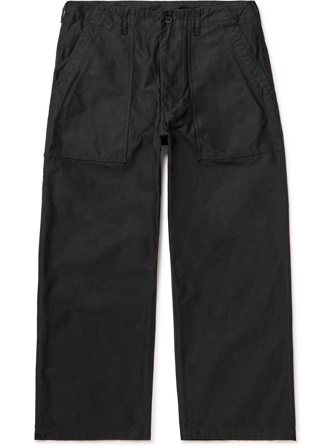 Beams Wide-leg Cotton-twill Cargo Trousers In Black | ModeSens