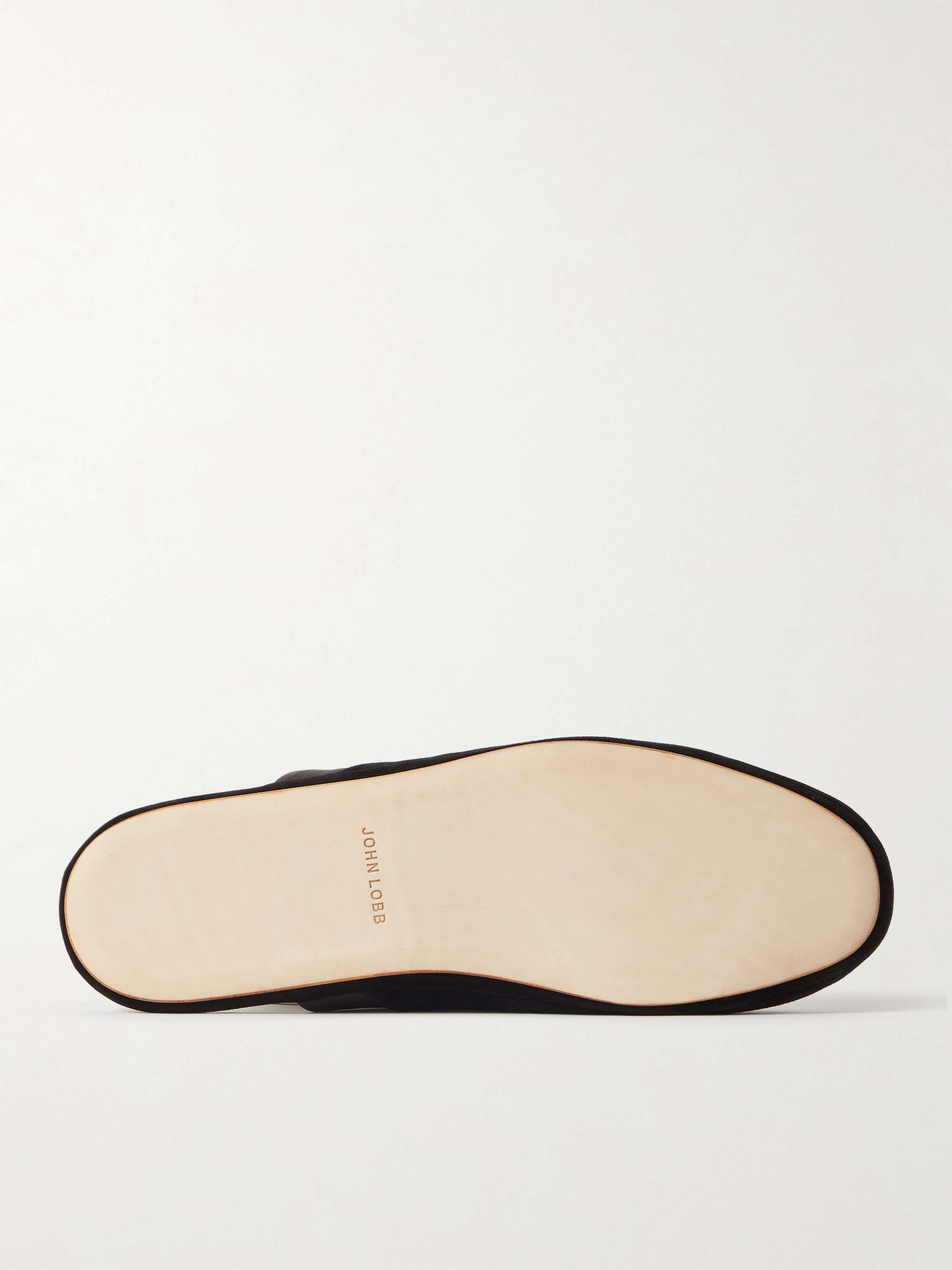 JOHN LOBB Knighton Leather-Trimmed Suede Slippers