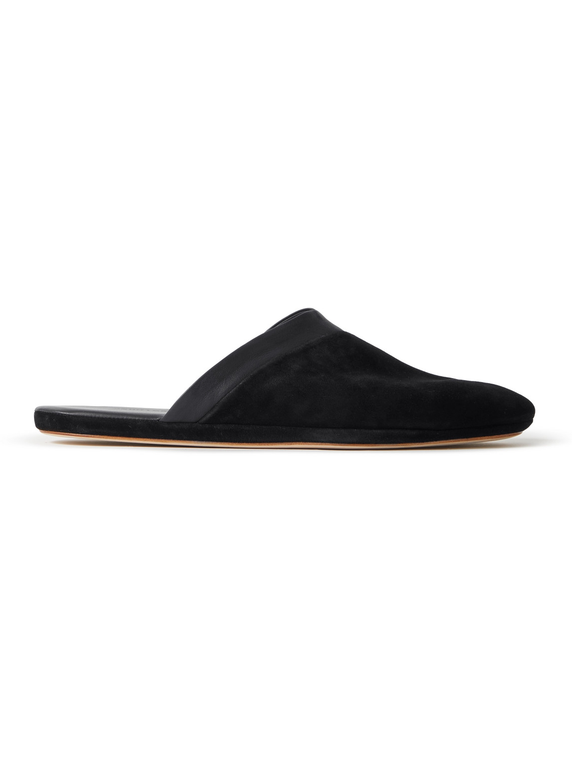 Knighton Leather-Trimmed Suede Slippers