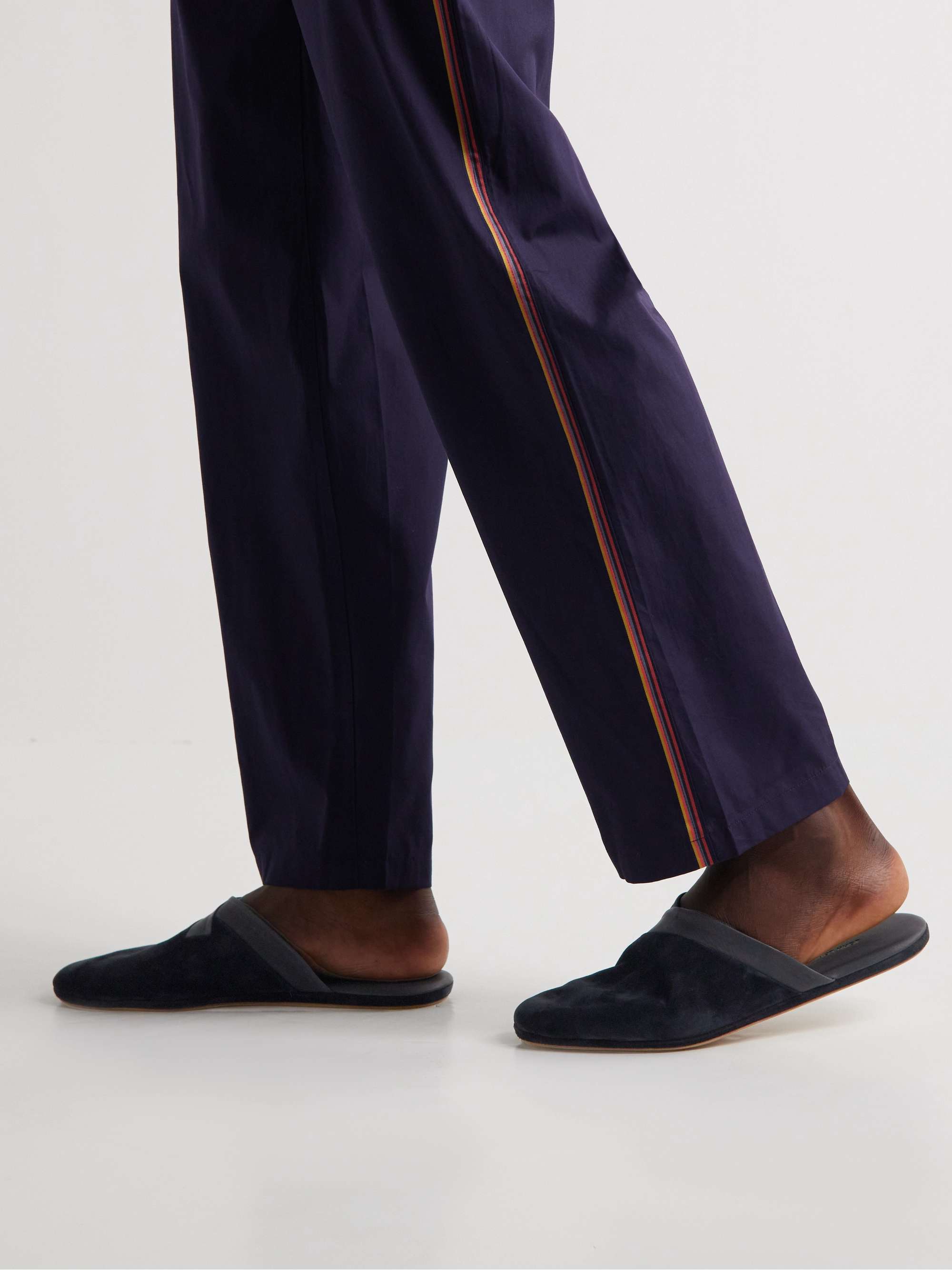 JOHN LOBB Knighton Leather-Trimmed Suede Slippers
