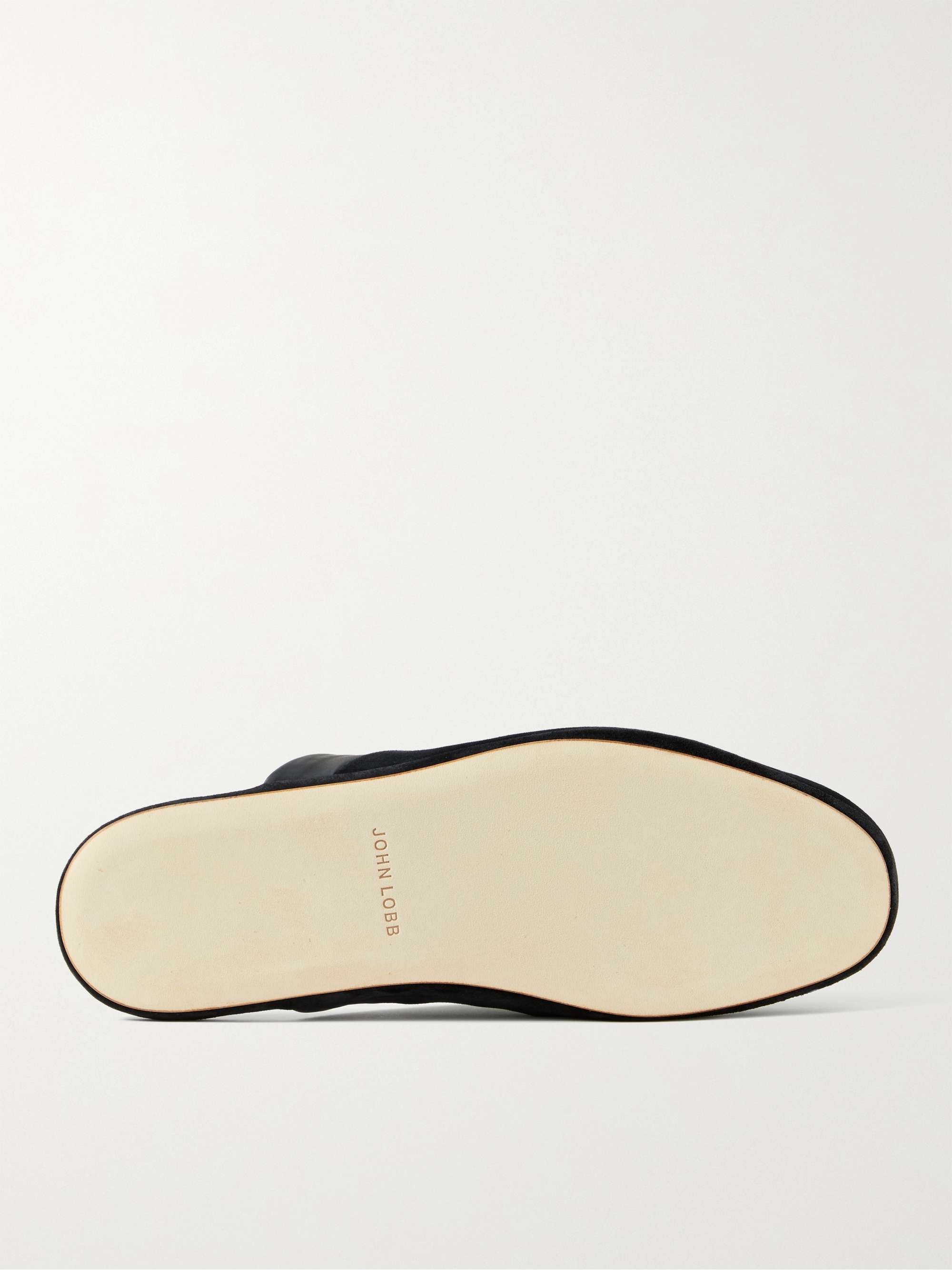 JOHN LOBB Knighton Leather-Trimmed Suede Slippers