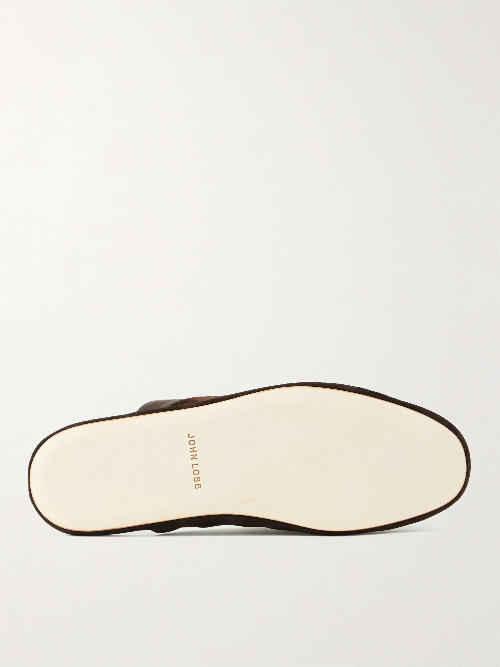JOHN LOBB Knighton Leather-Trimmed Suede Slippers