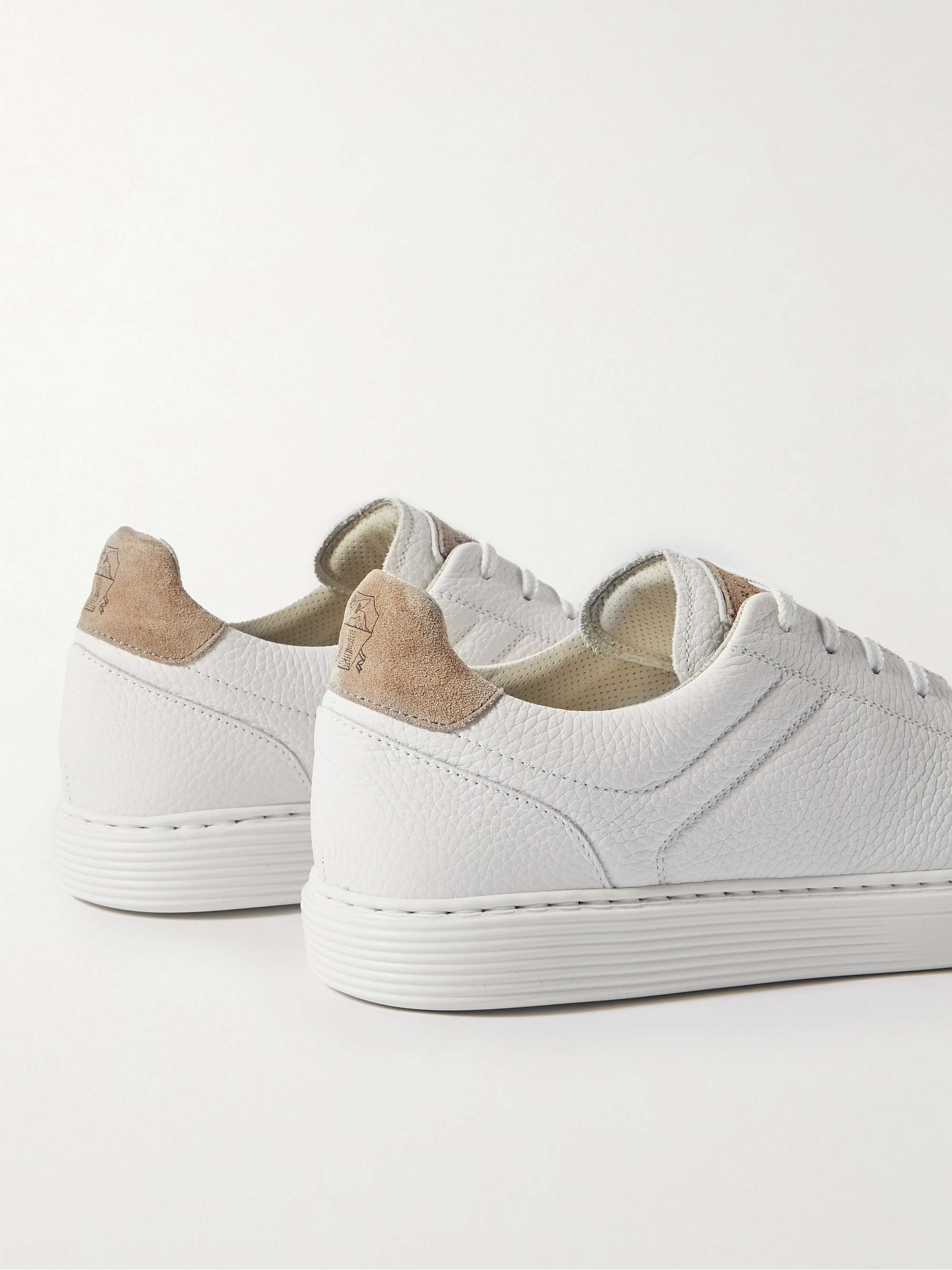 BRUNELLO CUCINELLI Suede-Trimmed Full-Grain Leather Sneakers