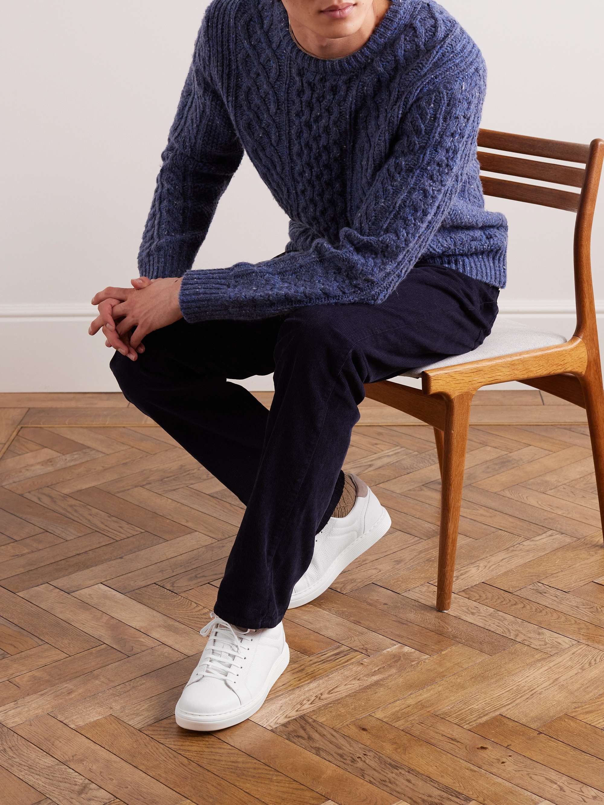 BRUNELLO CUCINELLI Suede-Trimmed Full-Grain Leather Sneakers