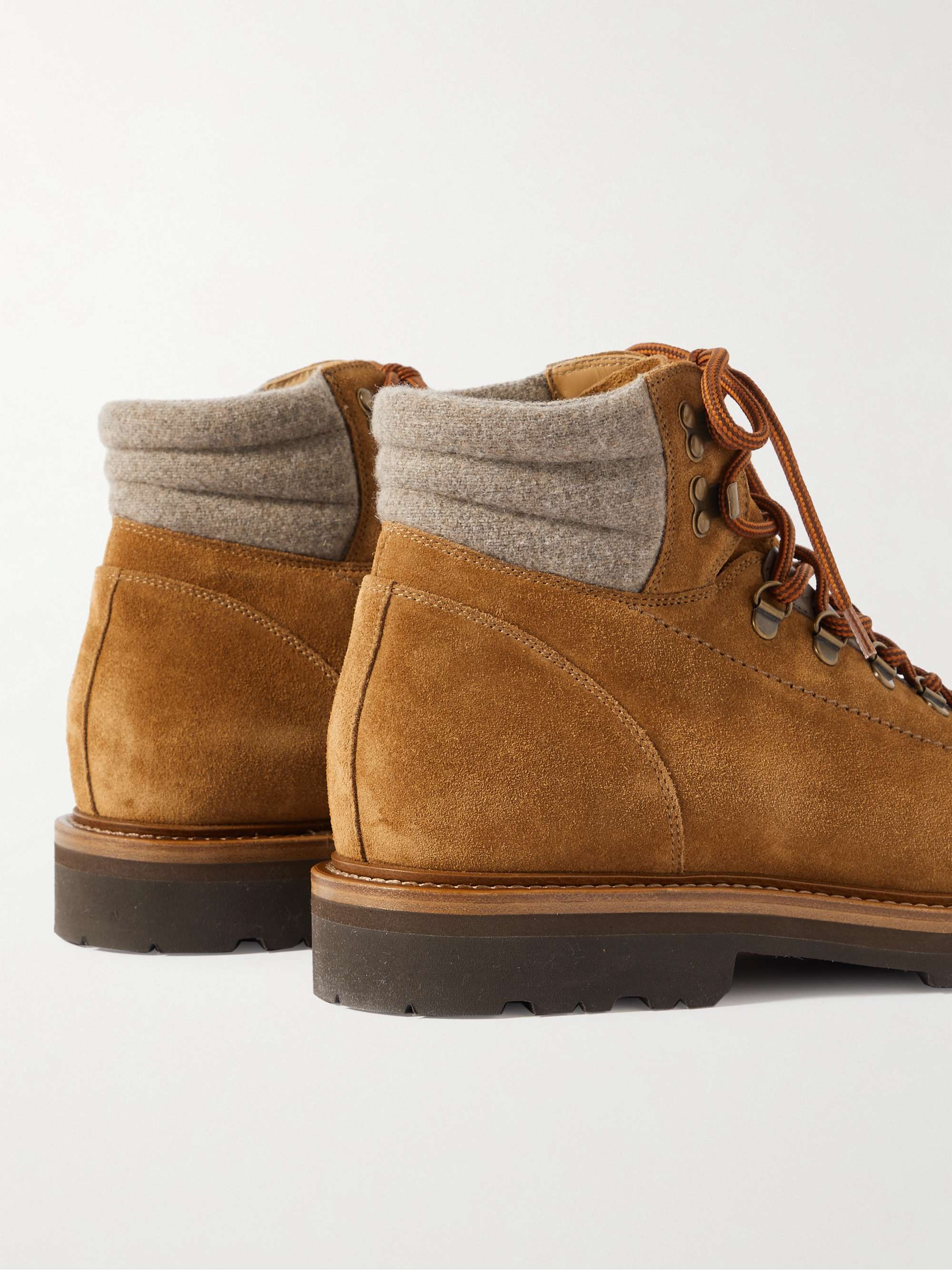 BRUNELLO CUCINELLI Wool-Trimmed Suede Hiking Boots