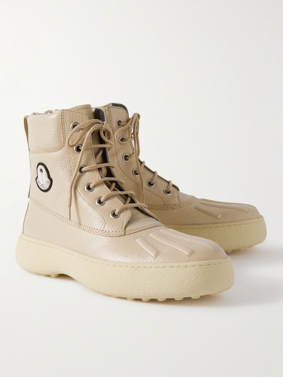 Shop Moncler Genius Tod's Palm Angels Winter Gommino Full-grain Leather Boots In Neutrals