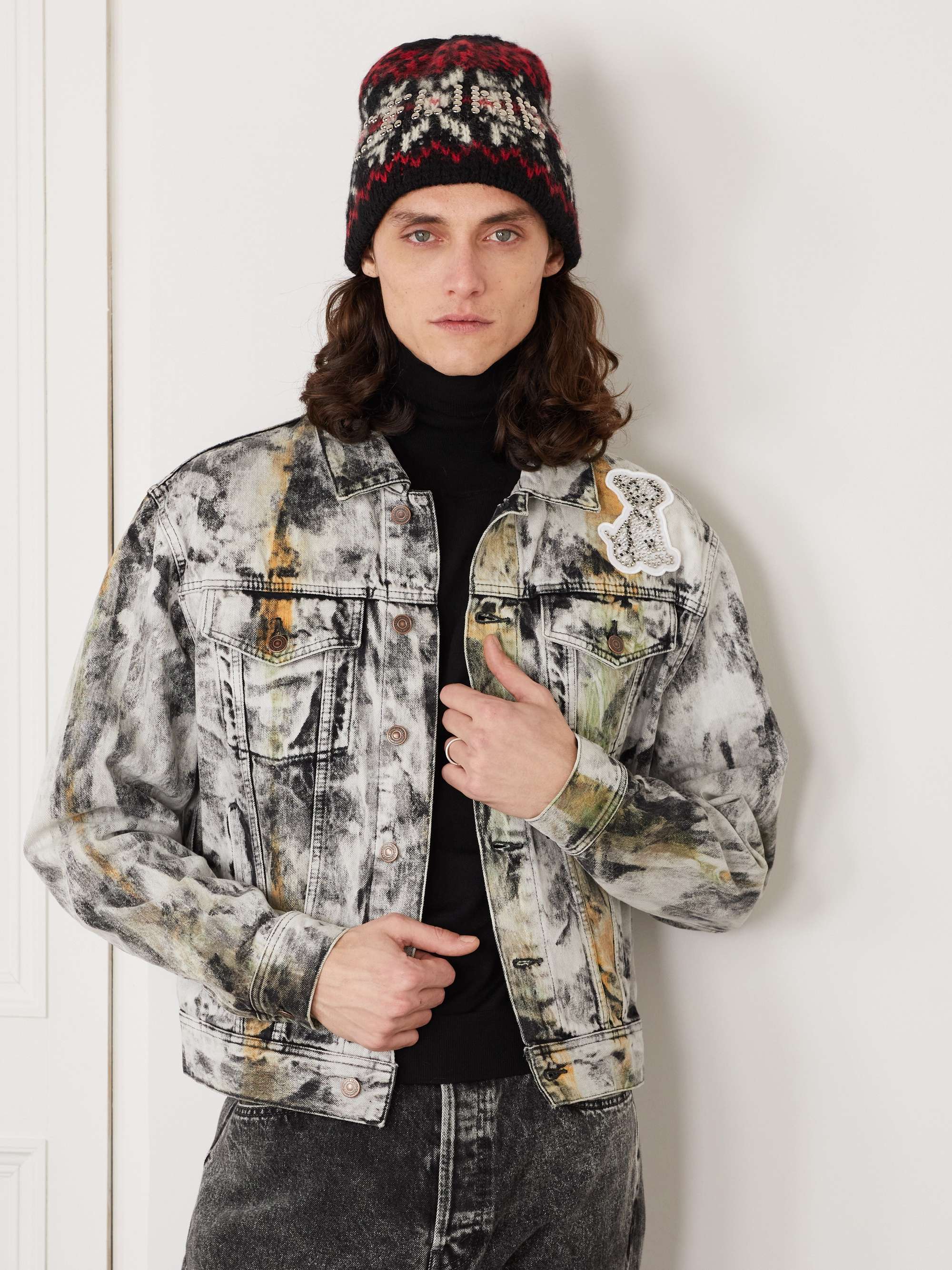 CELINE HOMME Sequin-Embellished Fair Isle Wool Beanie