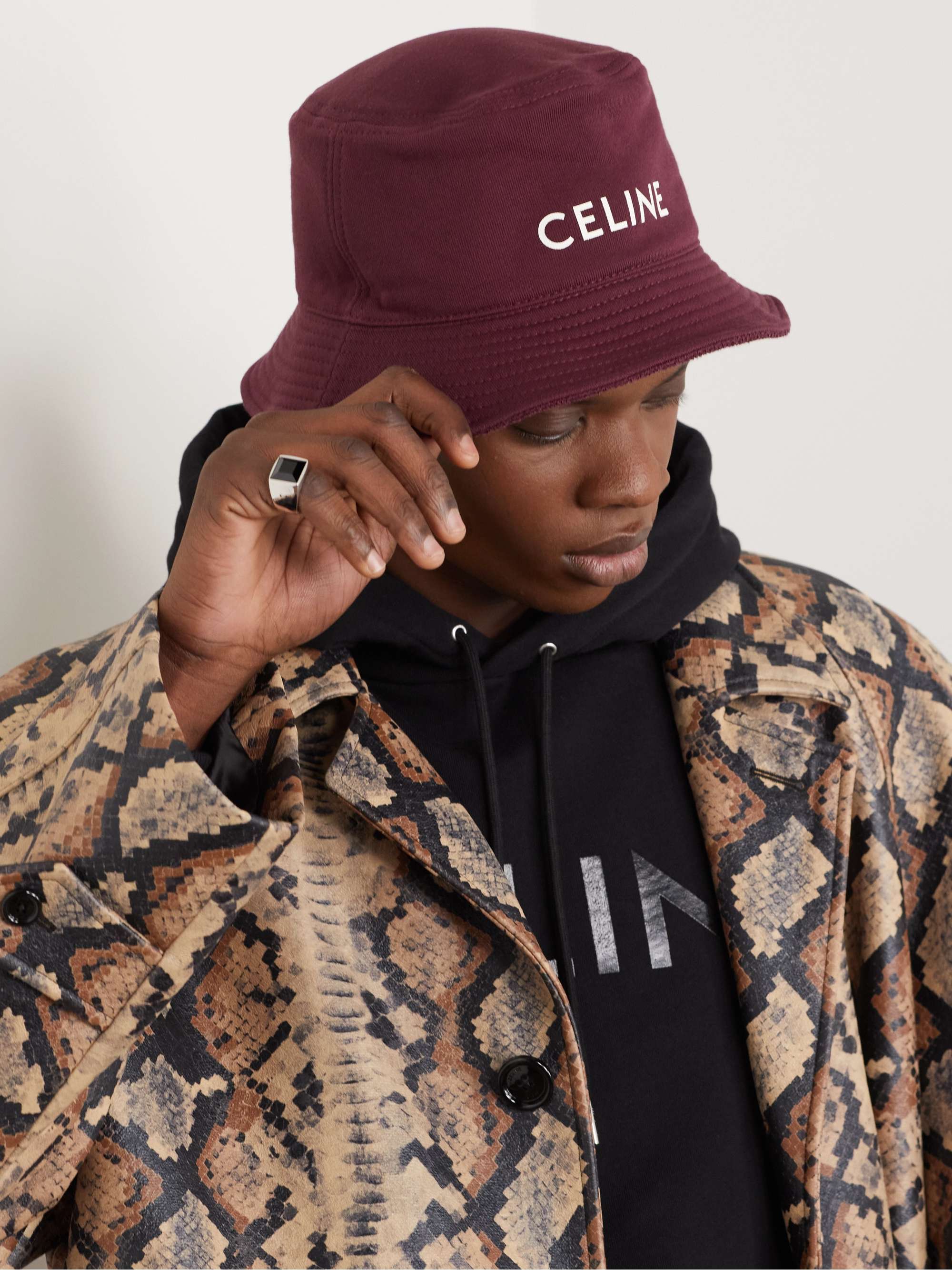 CELINE HOMME Bob Logo-Print Cotton-Jersey Bucket Hat for Men