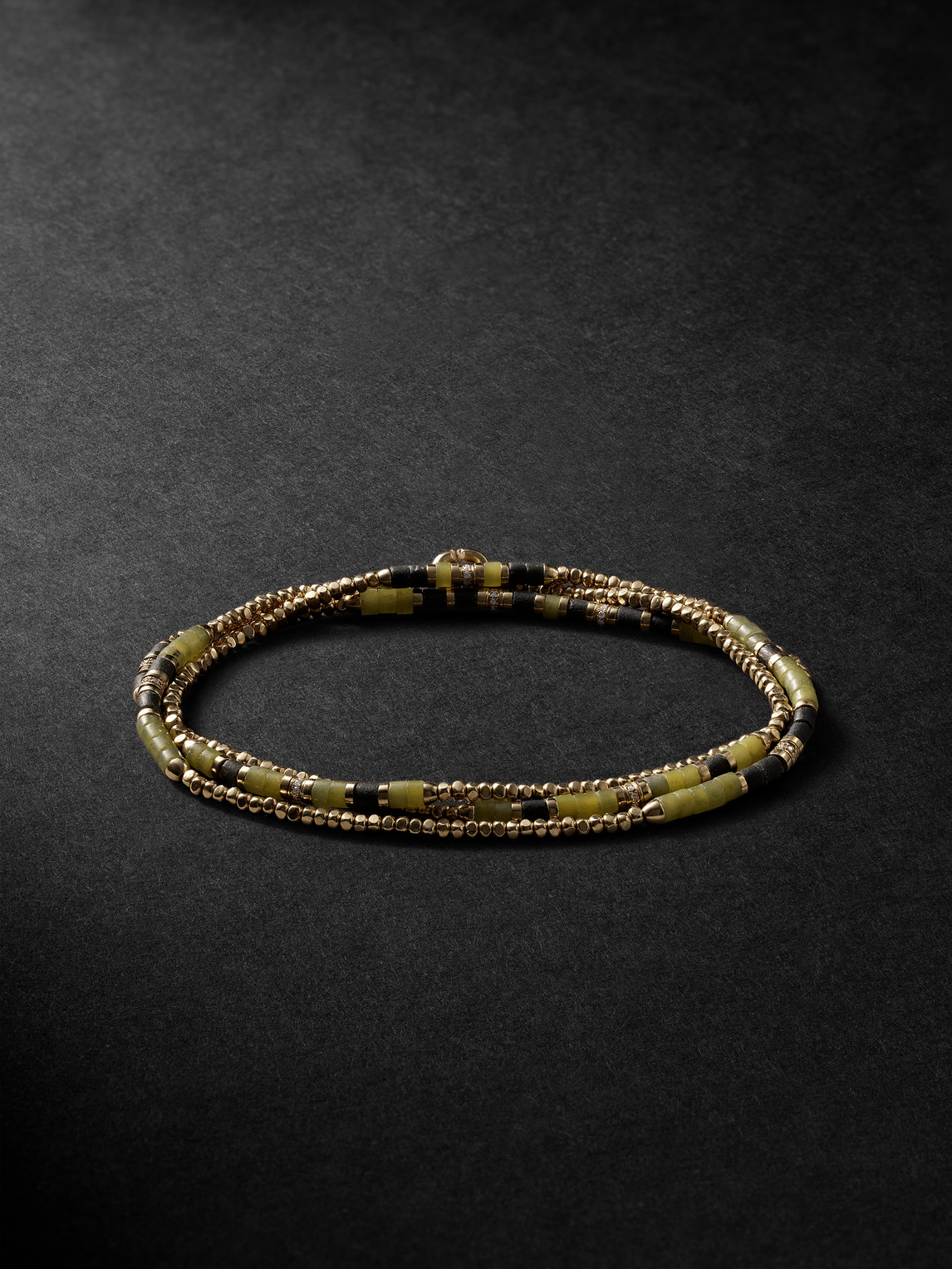 Maor Creosote 18-karat Gold, Jade And Diamond Beaded Necklace