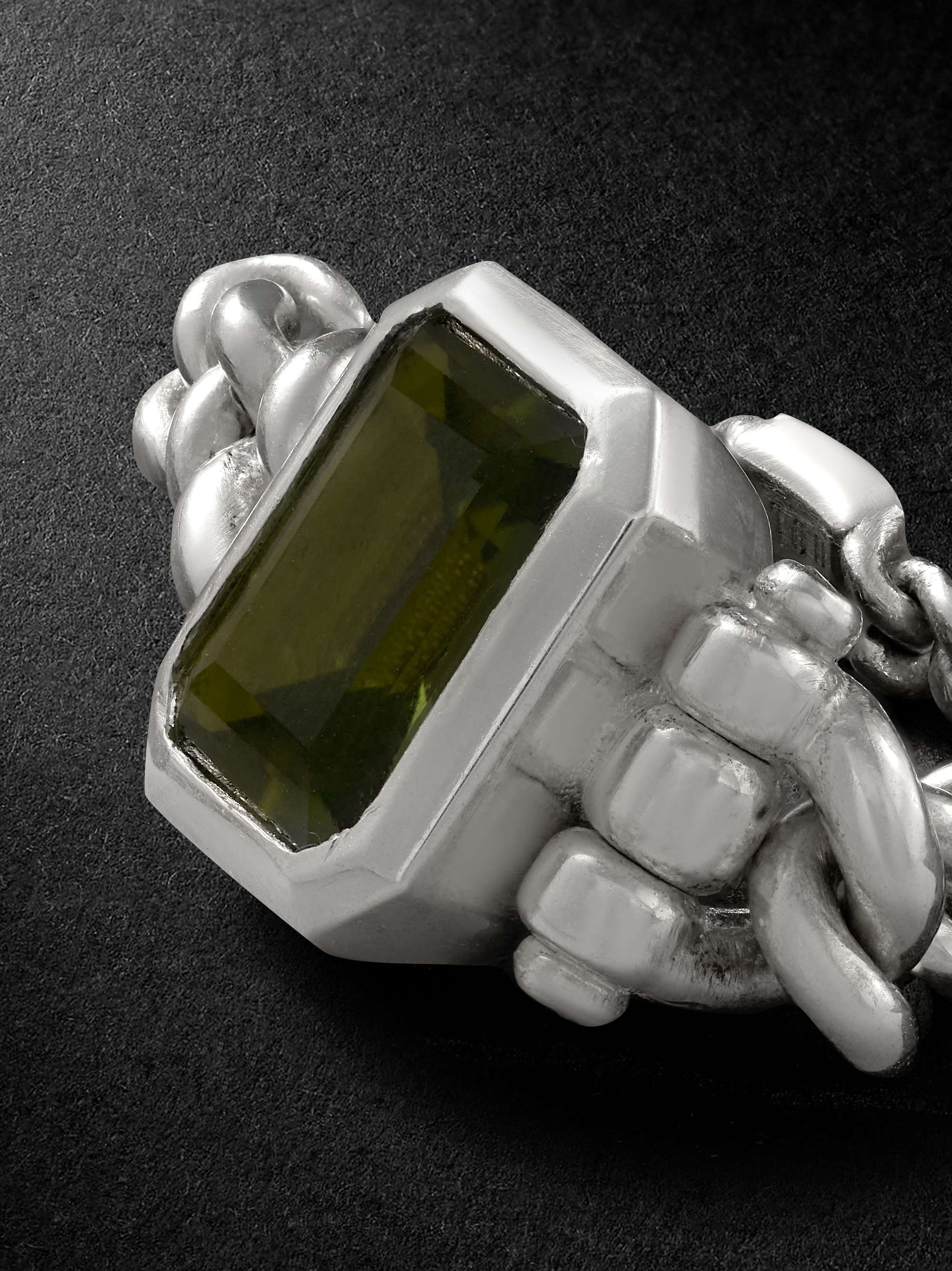 M.COHEN Silver, Diamond and Peridot Ring