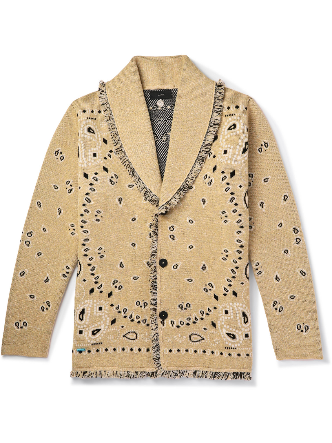 Alanui Bandana-print Jacquard Knitted Cardigan In Neutrals
