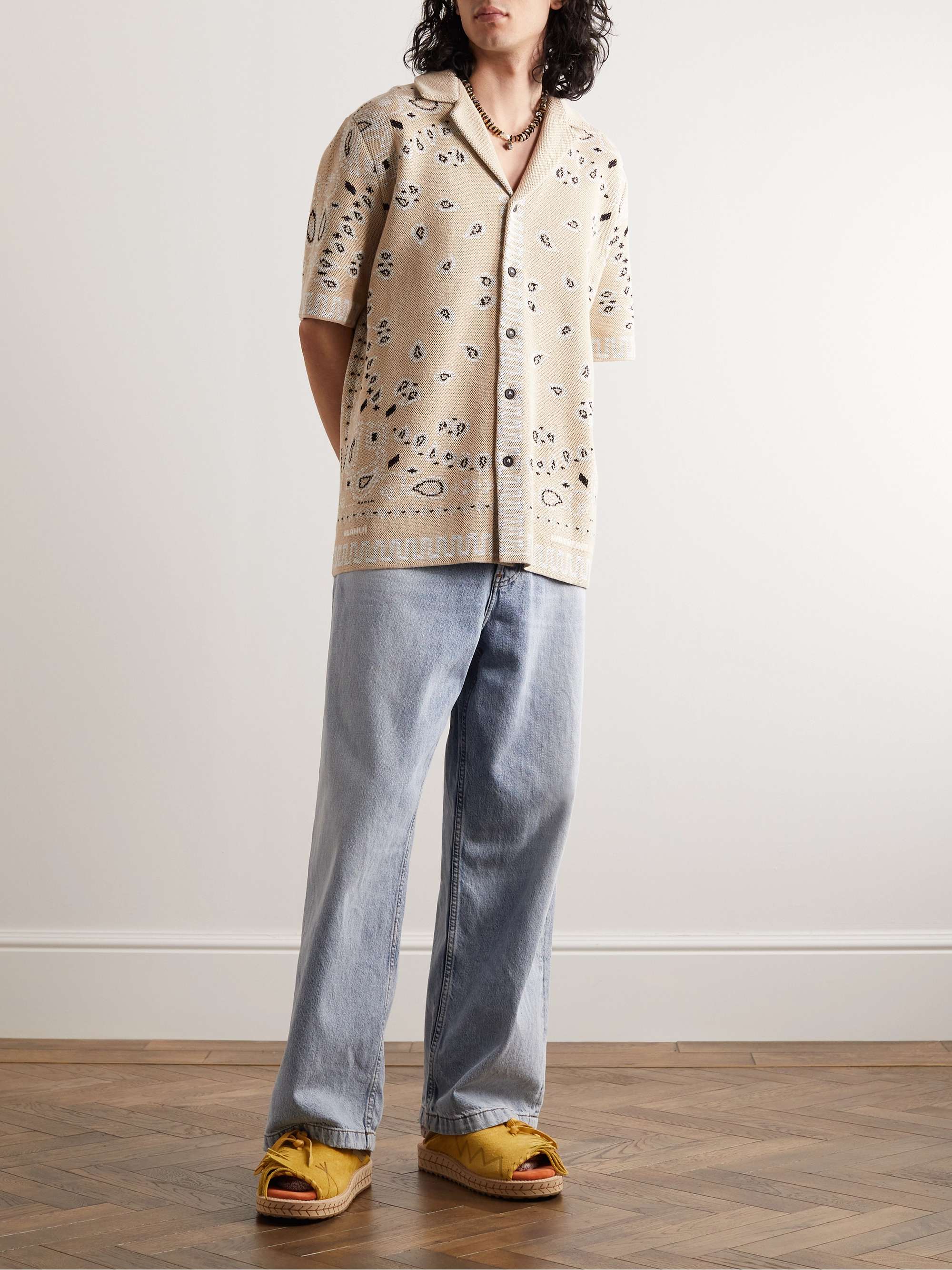 ALANUI Camp-Collar Bandana-Jacquard Cotton-Piqué Shirt