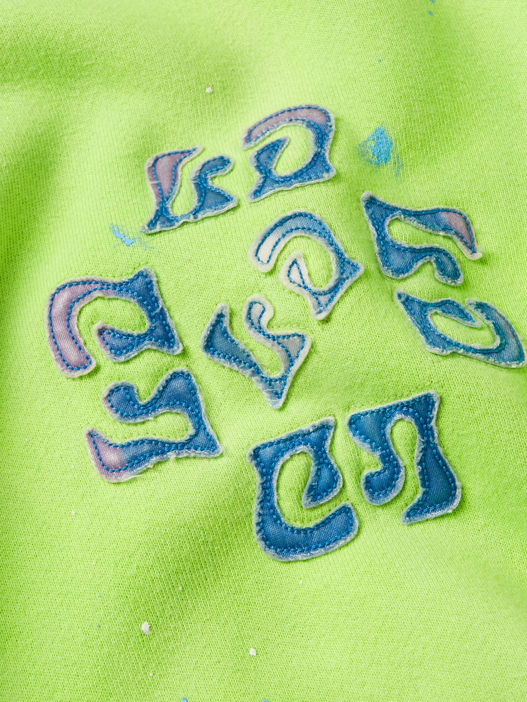 LOST DAZE Logo-Appliquéd Paint-Splattered Ombré Cotton-Jersey Hoodie