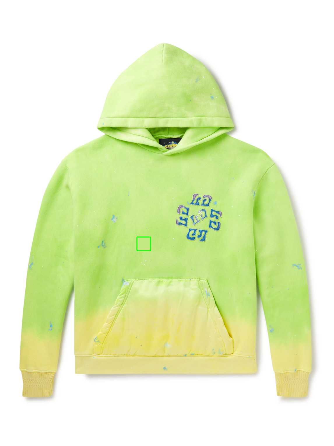 Logo-Appliquéd Paint-Splattered Ombré Cotton-Jersey Hoodie