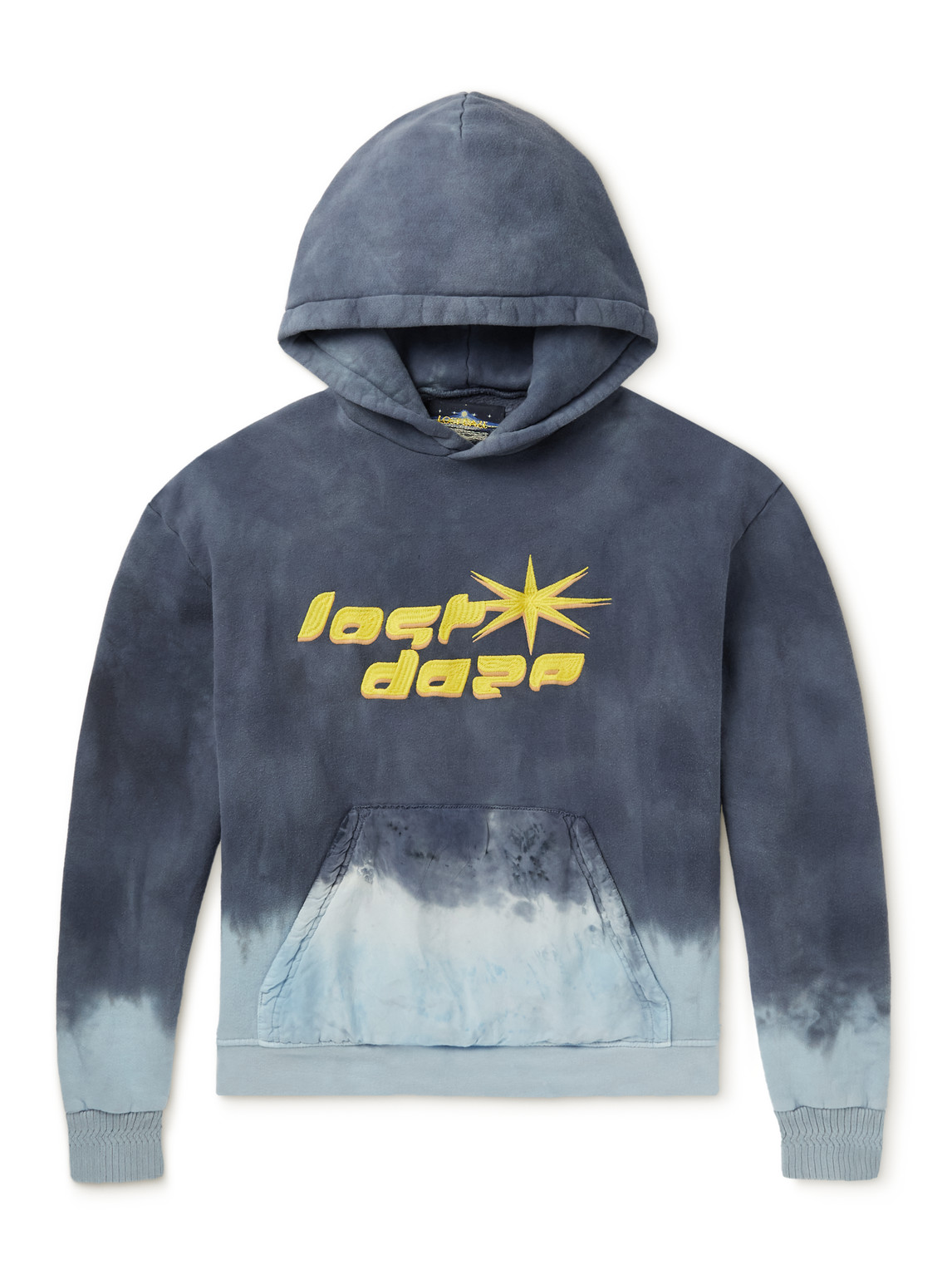Logo-Embroidered Paint-Splattered Ombré Cotton-Jersey Hoodie