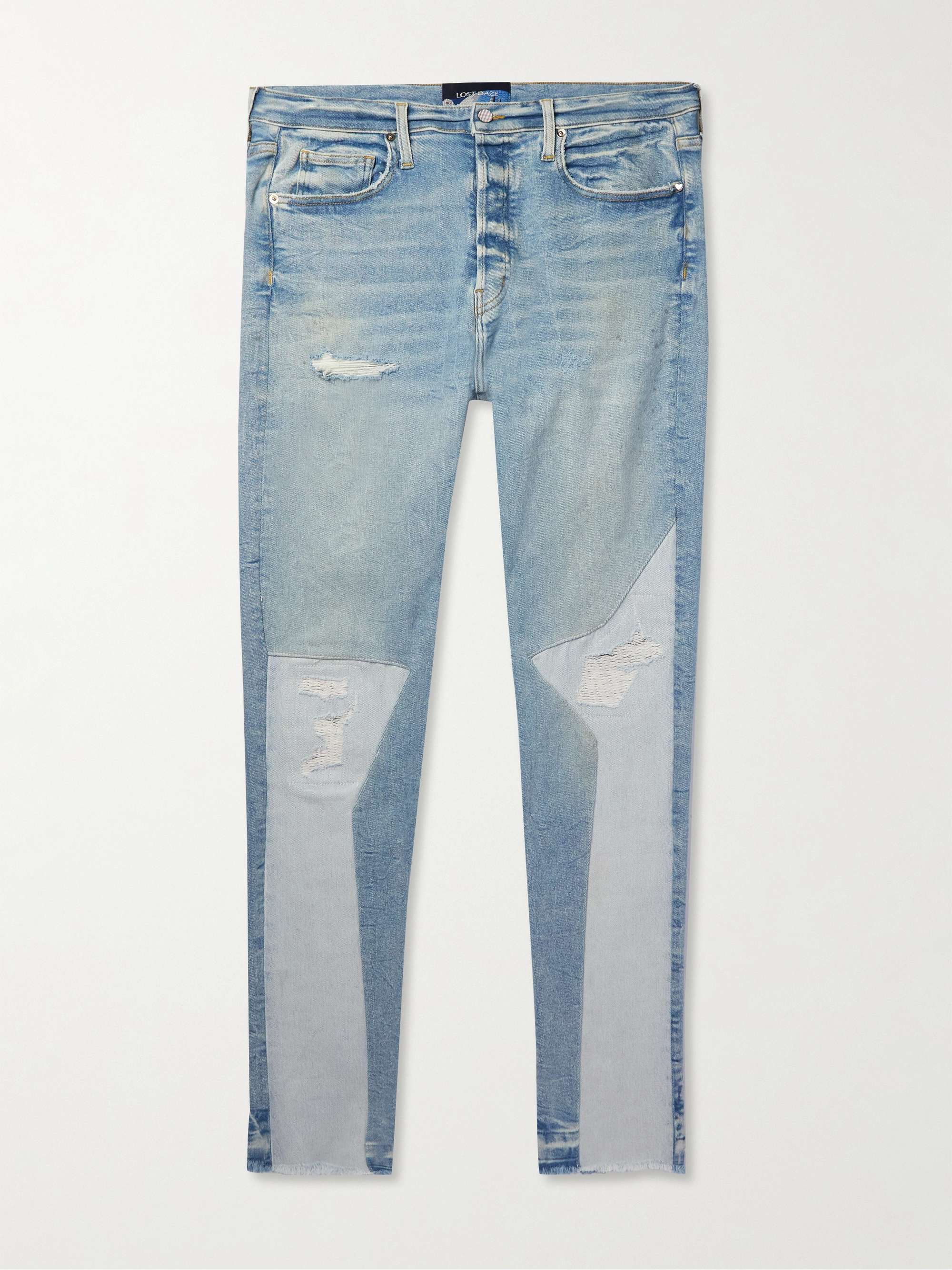 LOST DAZE Straight-Leg Distressed Panelled Jeans for Men | MR PORTER