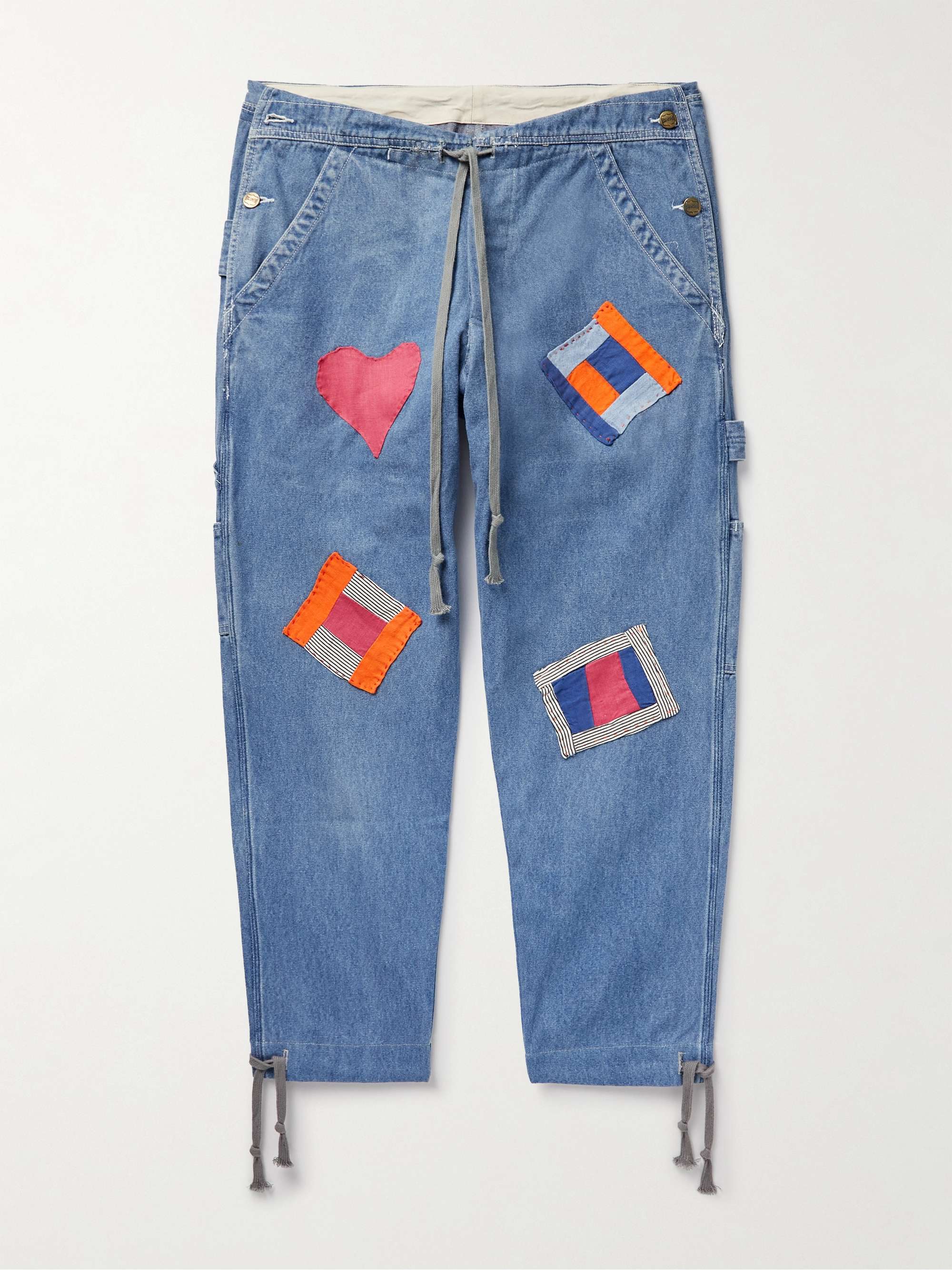 GREG LAUREN Gees B Tapered Appliqued Jeans