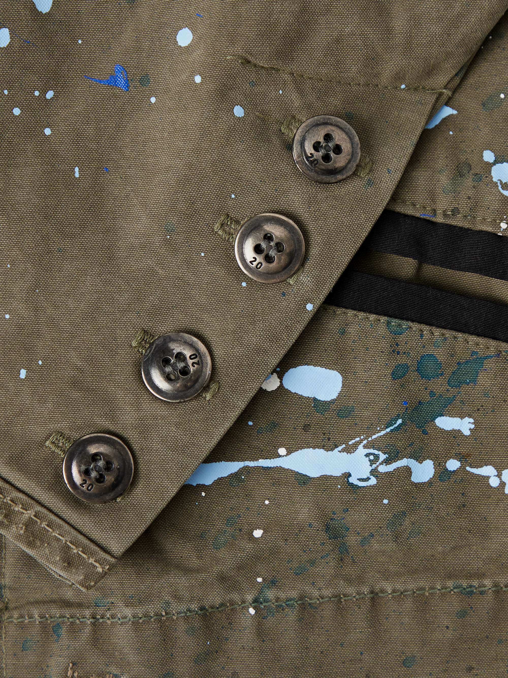 GREG LAUREN Tent NylonTrimmed PaintSplattered CottonBlend Blazer for